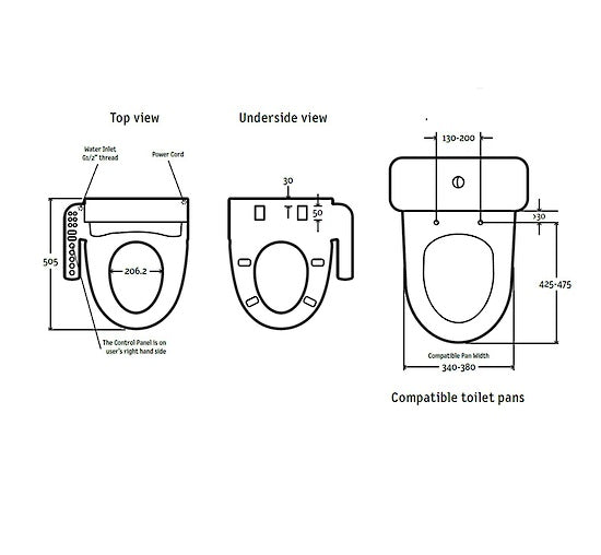 KOHLER X ENGLEFIELD ELECTRONIC BIDET SEAT WITH SIDE CONTROL GLOSS WHITE ELONGATED
