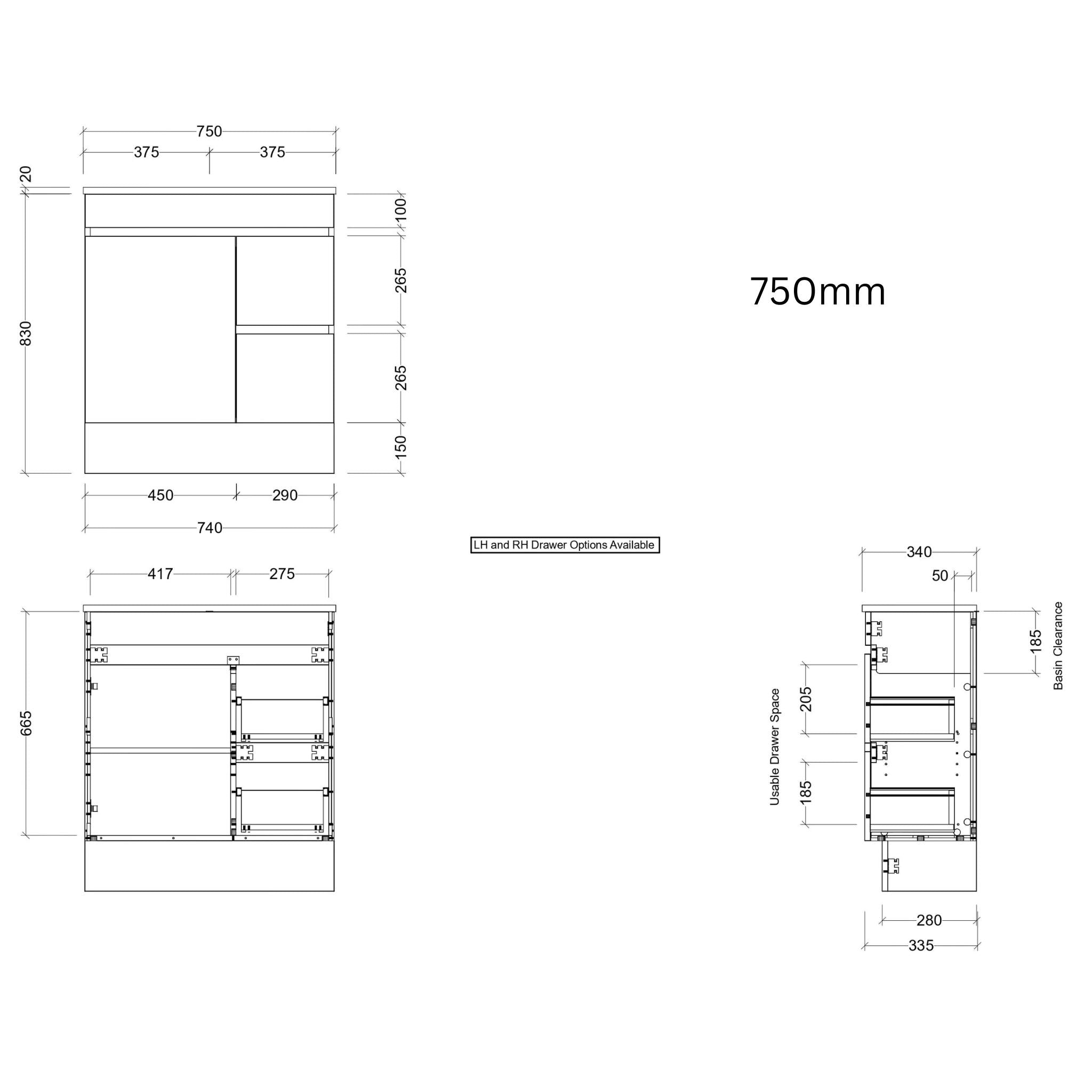 TIMBERLINE ENSUITE SPACE SAVING SINGLE BOWL CUSTOM FLOOR STANDING VANITY