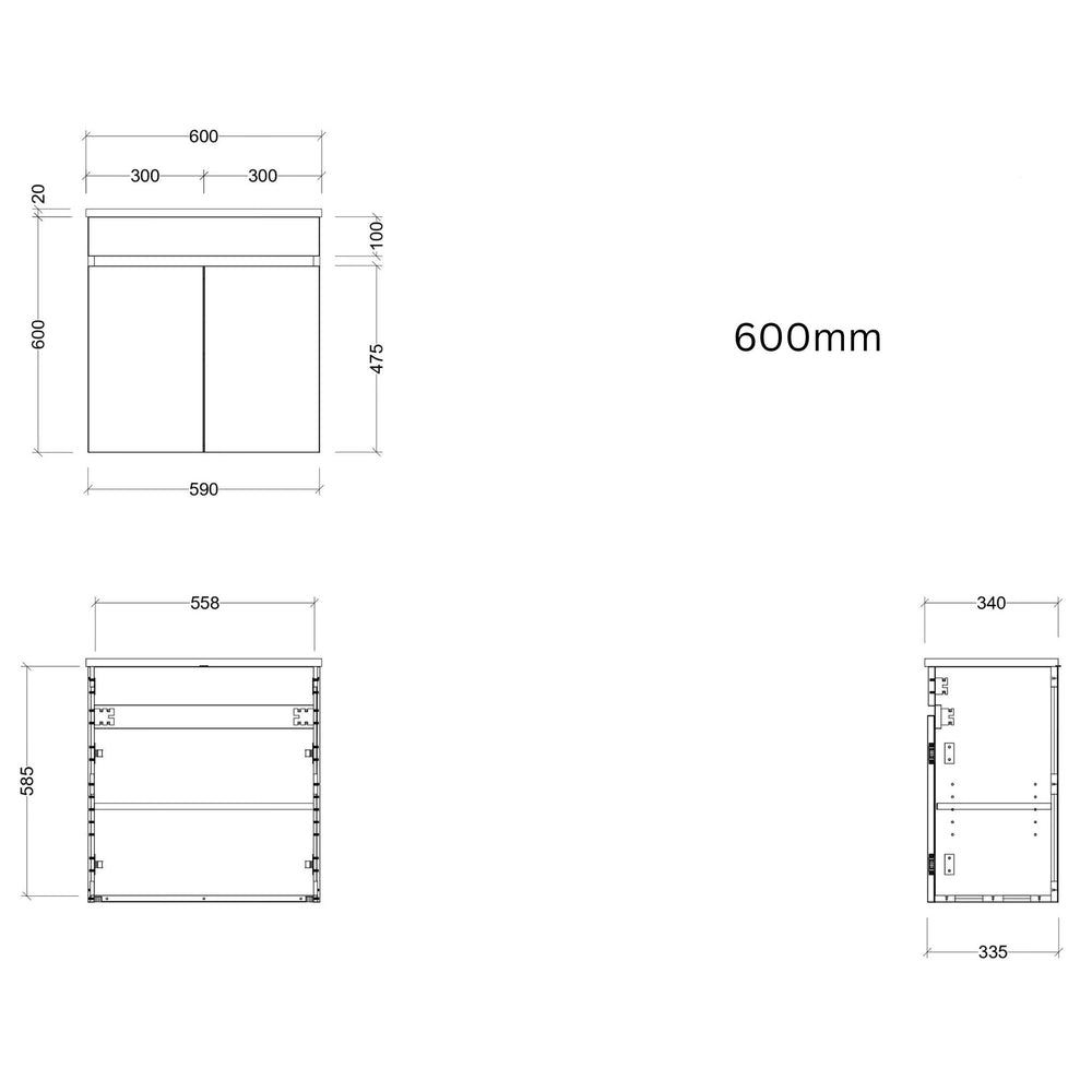 TIMBERLINE ENSUITE SPACE SAVING SINGLE BOWL CUSTOM WALL HUNG VANITY