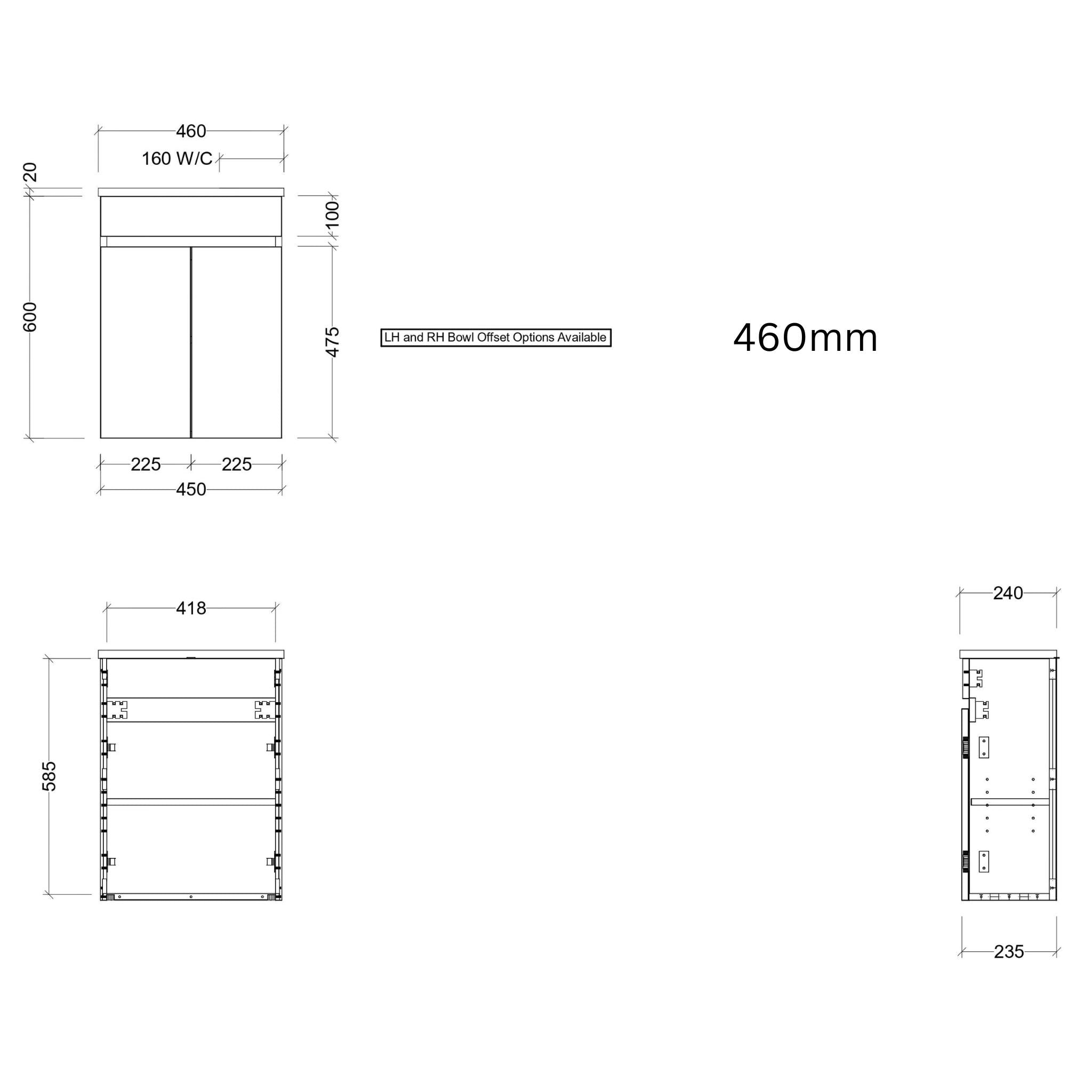 TIMBERLINE ENSUITE SPACE SAVING SINGLE BOWL CUSTOM WALL HUNG VANITY