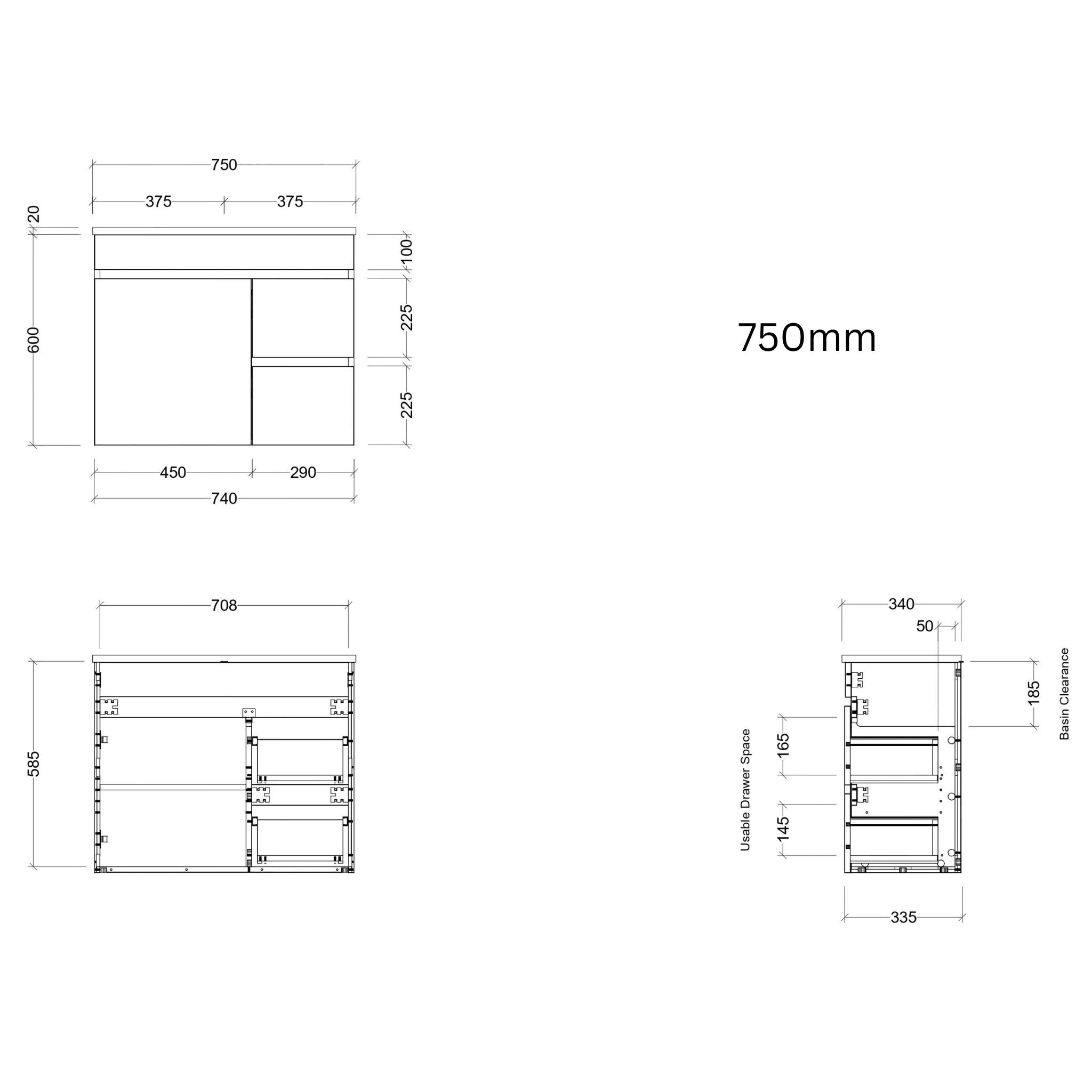 TIMBERLINE ENSUITE SPACE SAVING SINGLE BOWL CUSTOM WALL HUNG VANITY