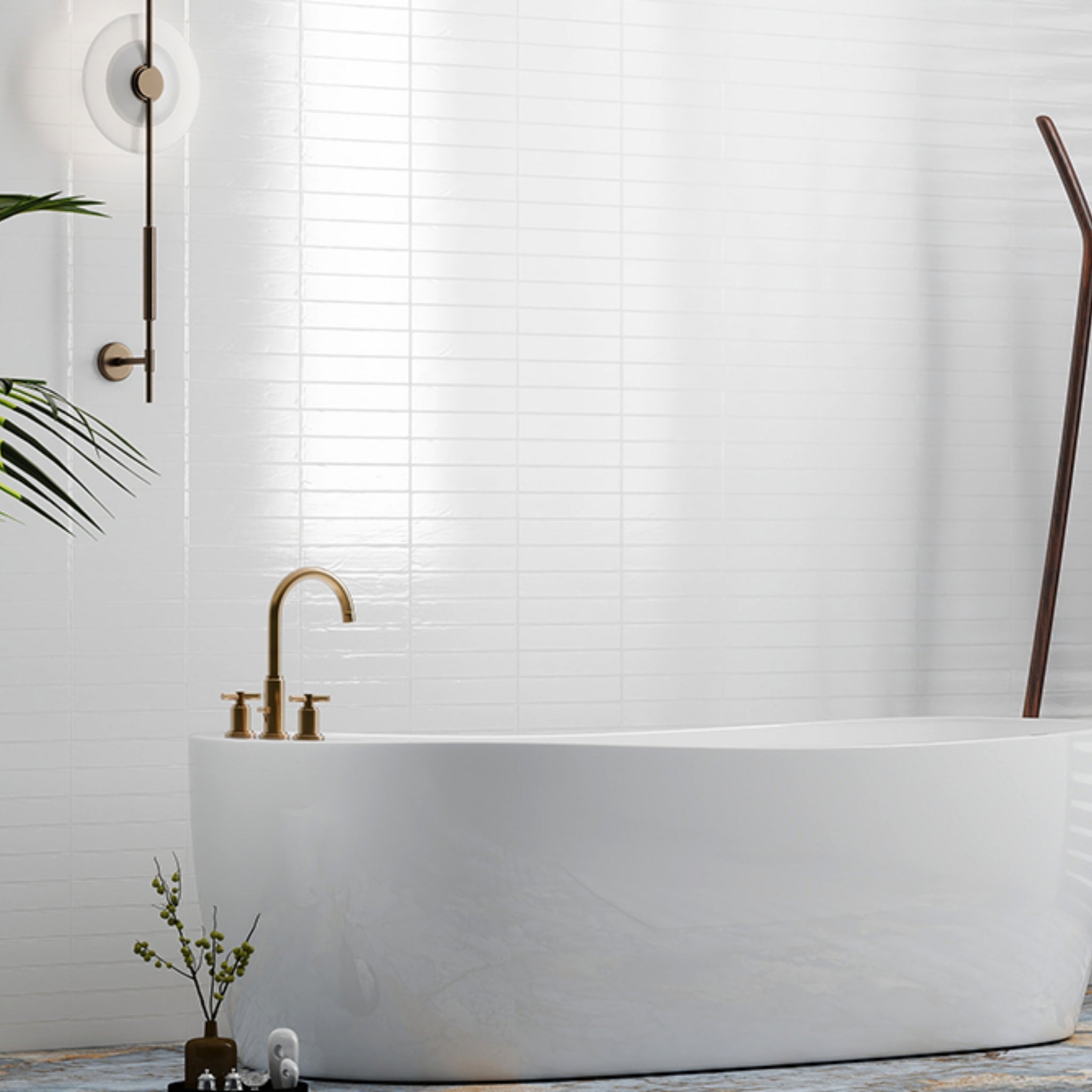 EVERSTONE MIDO BLANCO GLOSSY 50X250MM RECTANGLE TILE (PER BOX)