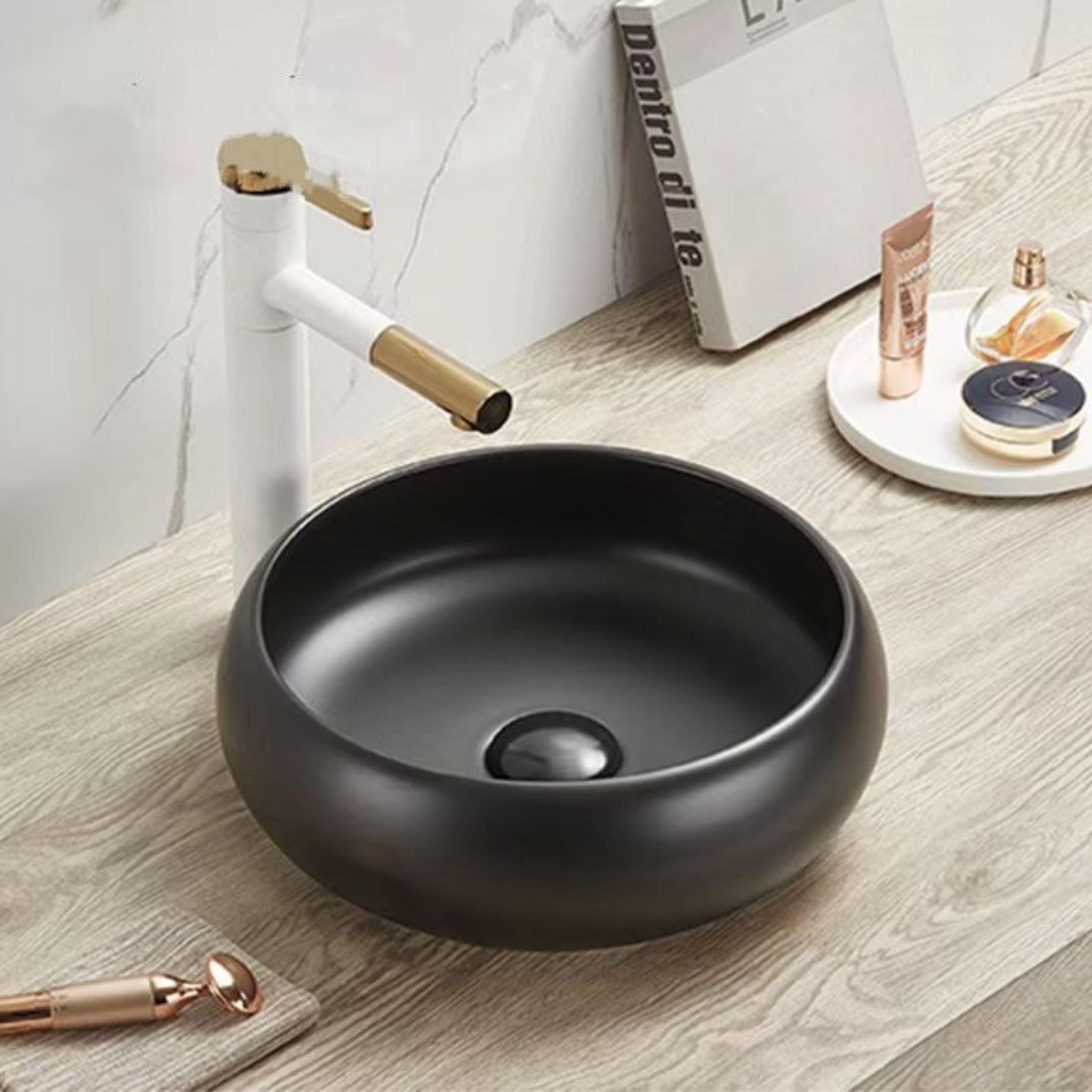POSEIDON RONDA ABOVE COUNTER BASIN MATTE BLACK 360MM