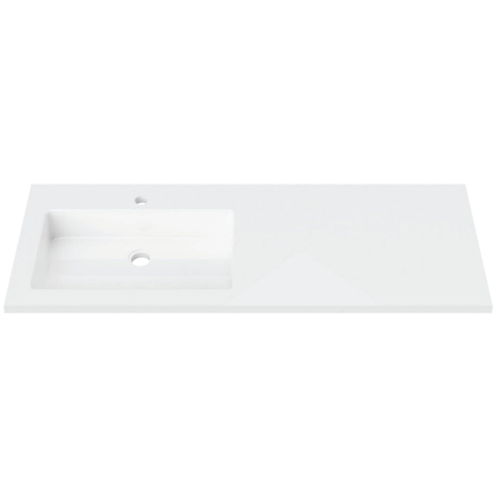 DUROCLASS ESSENTIAL GLOSS WHITE OFFSET SINGLE BOWL UNDERMOUNT VANITY TOP (MULTIPLE SIZES AVAILABLE)