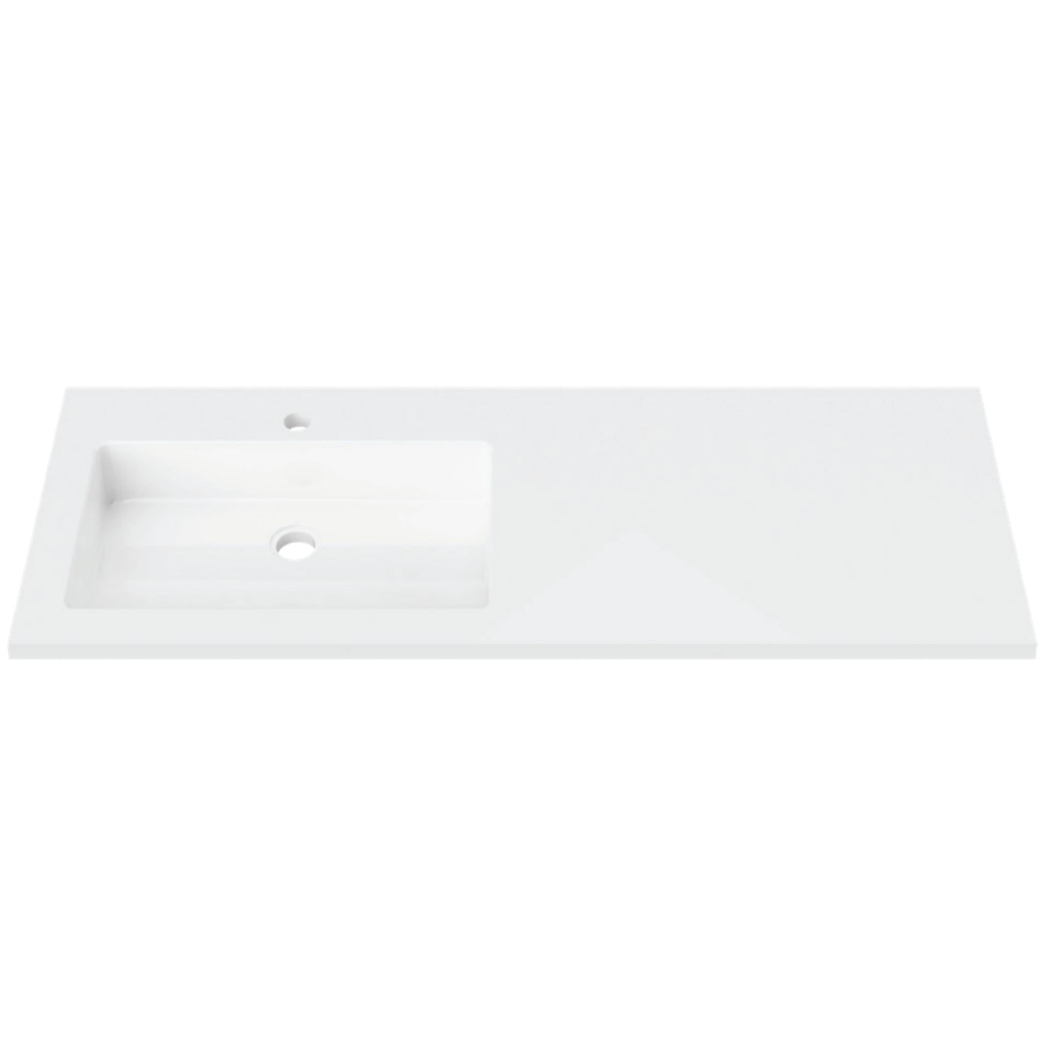 DUROCLASS ESSENTIAL GLOSS WHITE OFFSET SINGLE BOWL UNDERMOUNT VANITY TOP (MULTIPLE SIZES AVAILABLE)