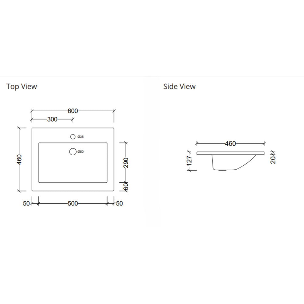DUROCLASS ESSENTIAL GLOSS WHITE SINGLE BOWL UNDERMOUNT VANITY TOP (MULTIPLE SIZES AVAILABLE)