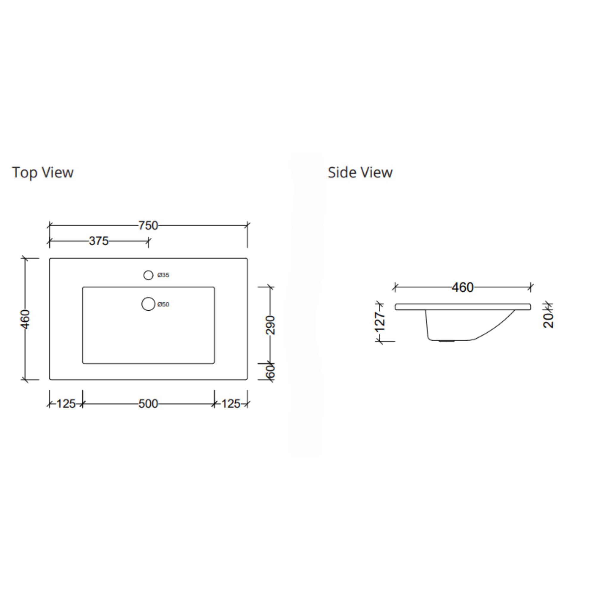 DUROCLASS ESSENTIAL GLOSS WHITE SINGLE BOWL UNDERMOUNT VANITY TOP (MULTIPLE SIZES AVAILABLE)