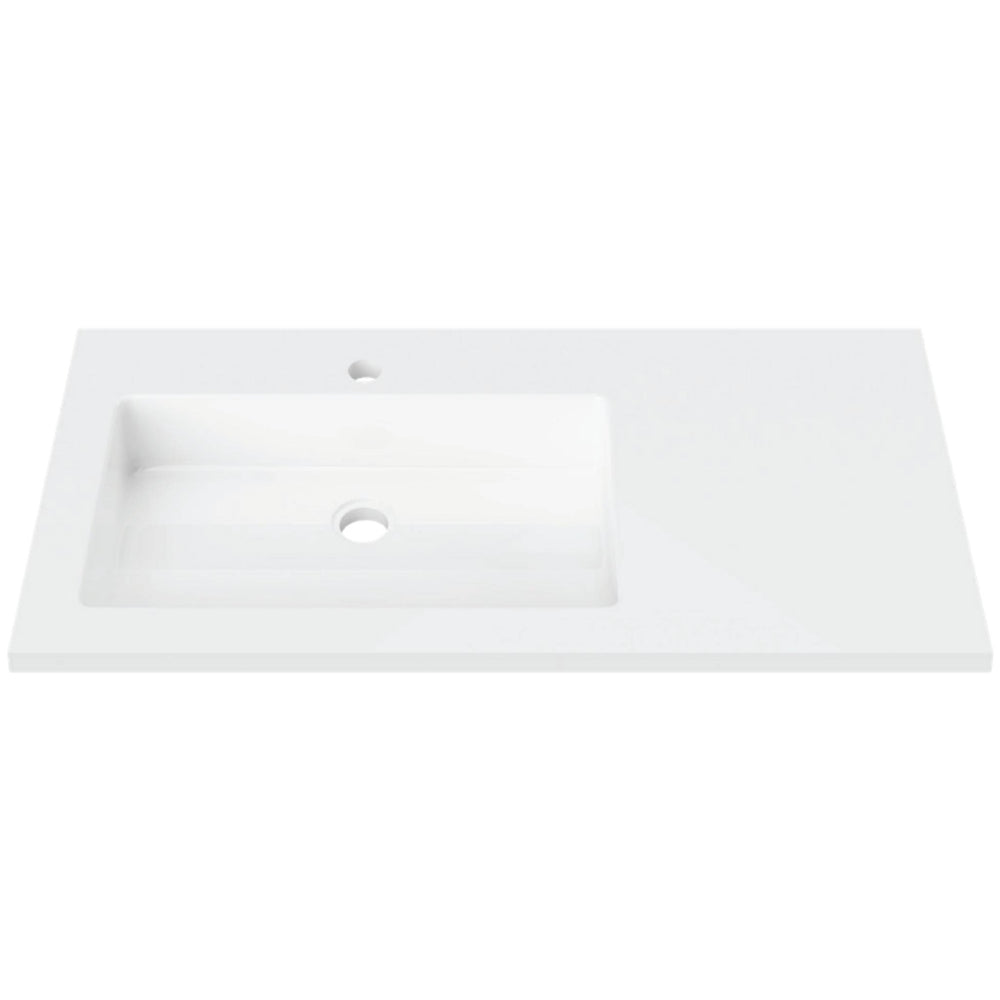 DUROCLASS ESSENTIAL GLOSS WHITE OFFSET SINGLE BOWL UNDERMOUNT VANITY TOP (MULTIPLE SIZES AVAILABLE)