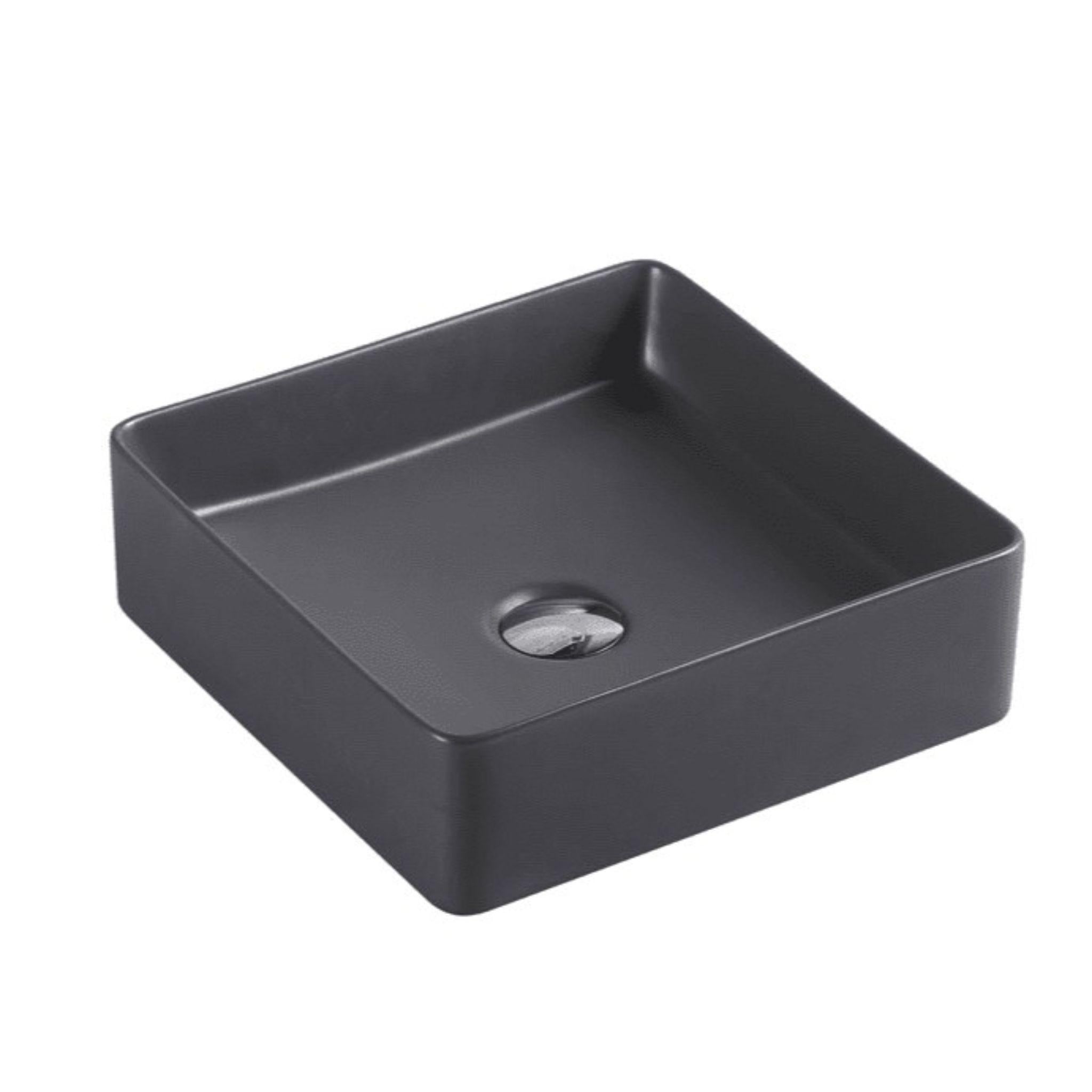 MERCIO ETNA SQUARE ABOVE COUNTER ART BASIN NERO GREY 360MM
