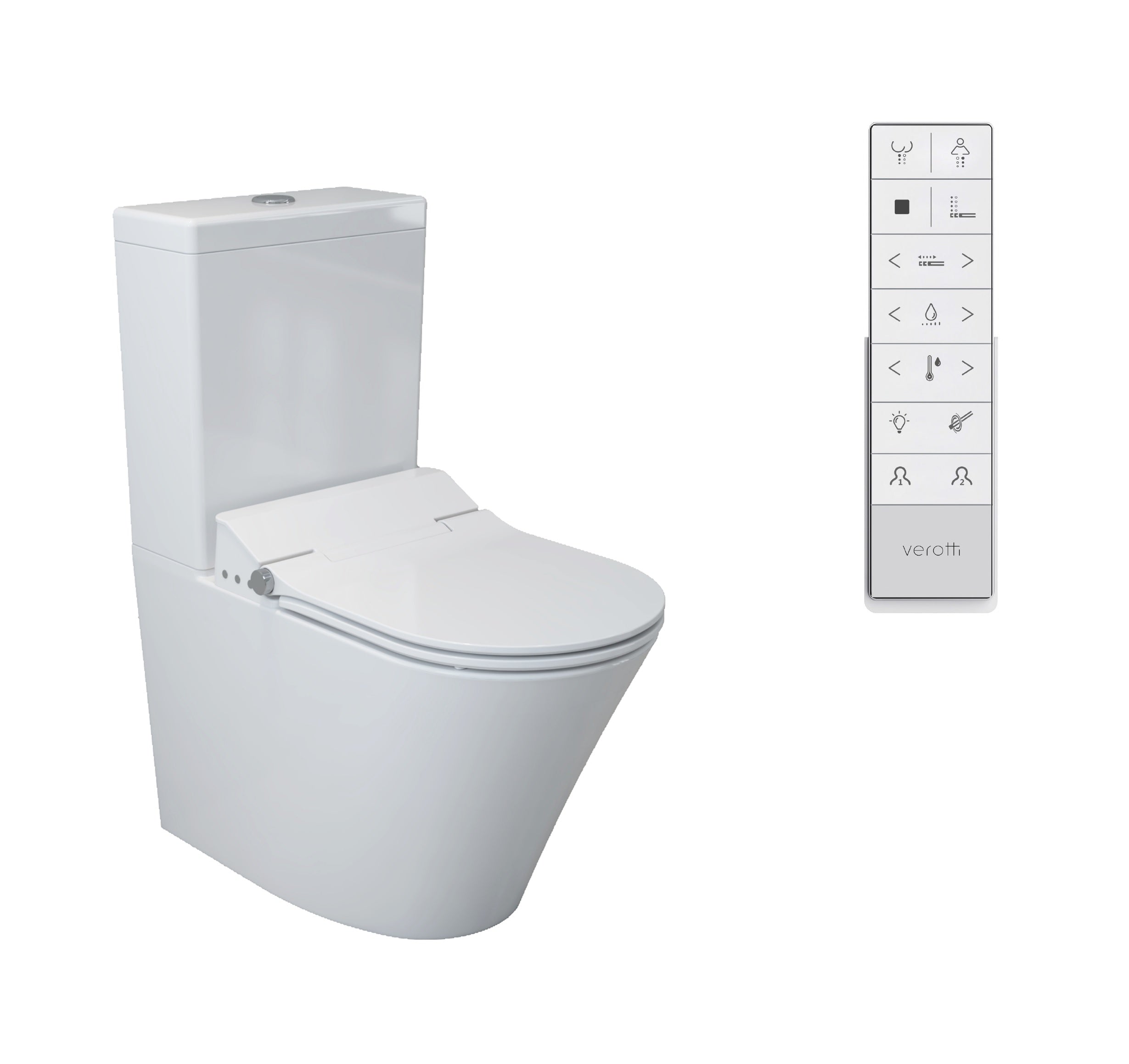 VEROTTI ETERNITY INTELLIGENT BTW TOILET SUITE WITH REMOTE WASHLET PACKAGE GLOSS WHITE