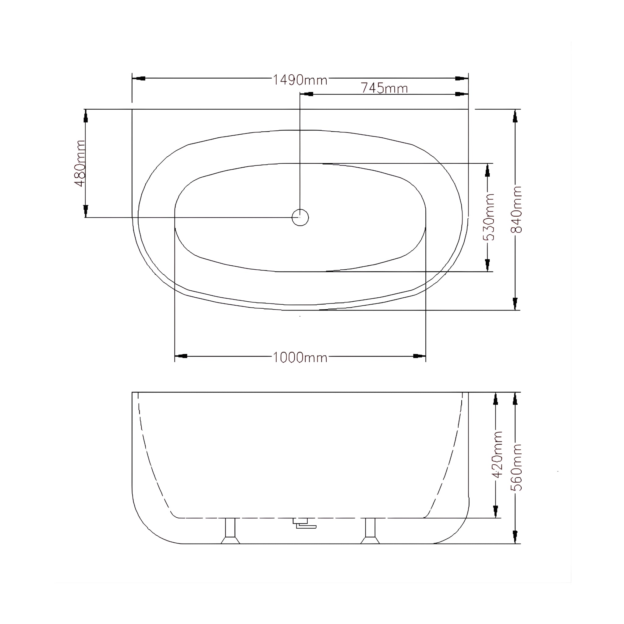 INFINITY ETHAN BACK-TO-WALL BATHTUB GLOSS WHITE (AVAILABLE IN 1500MM AND 1700MM)