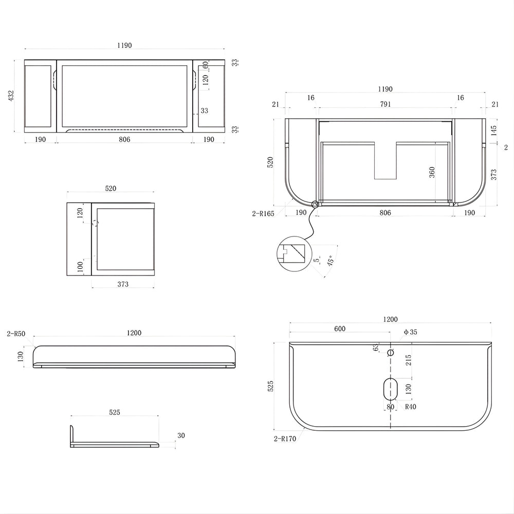 TURNER HASTINGS EVARA WHITE 1200MM SINGLE BOWL WALL HUNG VANITY WITH REAL MARBLE TOP & ABOVE COUNTER BASIN