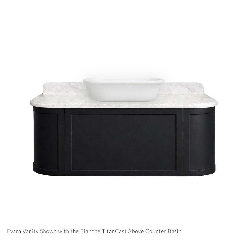 TURNER HASTINGS EVARA VOLCANIC ASH 1200MM SINGLE BOWL WALL HUNG VANITY WITH REAL MARBLE TOP & ABOVE COUNTER BASIN