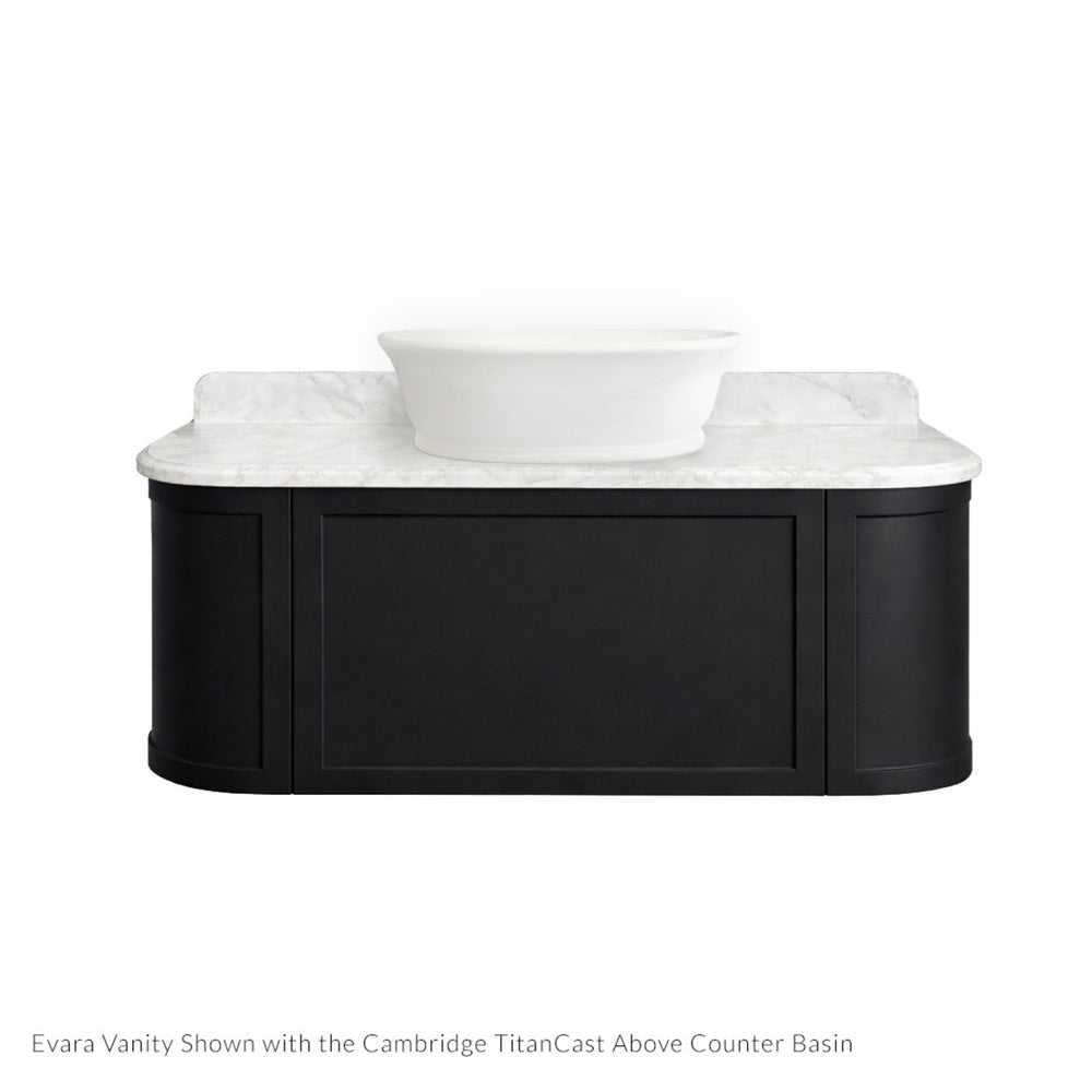 TURNER HASTINGS EVARA VOLCANIC ASH 1200MM SINGLE BOWL WALL HUNG VANITY WITH REAL MARBLE TOP & ABOVE COUNTER BASIN