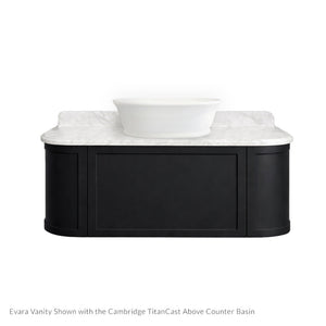 TURNER HASTINGS EVARA VOLCANIC ASH 1200MM SINGLE BOWL WALL HUNG VANITY WITH REAL MARBLE TOP & ABOVE COUNTER BASIN