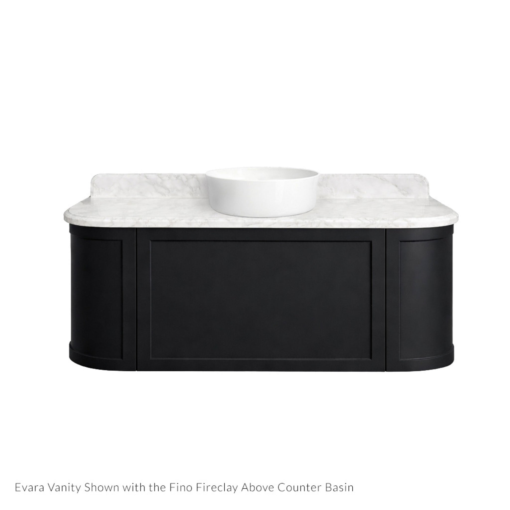 TURNER HASTINGS EVARA VOLCANIC ASH 1200MM SINGLE BOWL WALL HUNG VANITY WITH REAL MARBLE TOP & ABOVE COUNTER BASIN