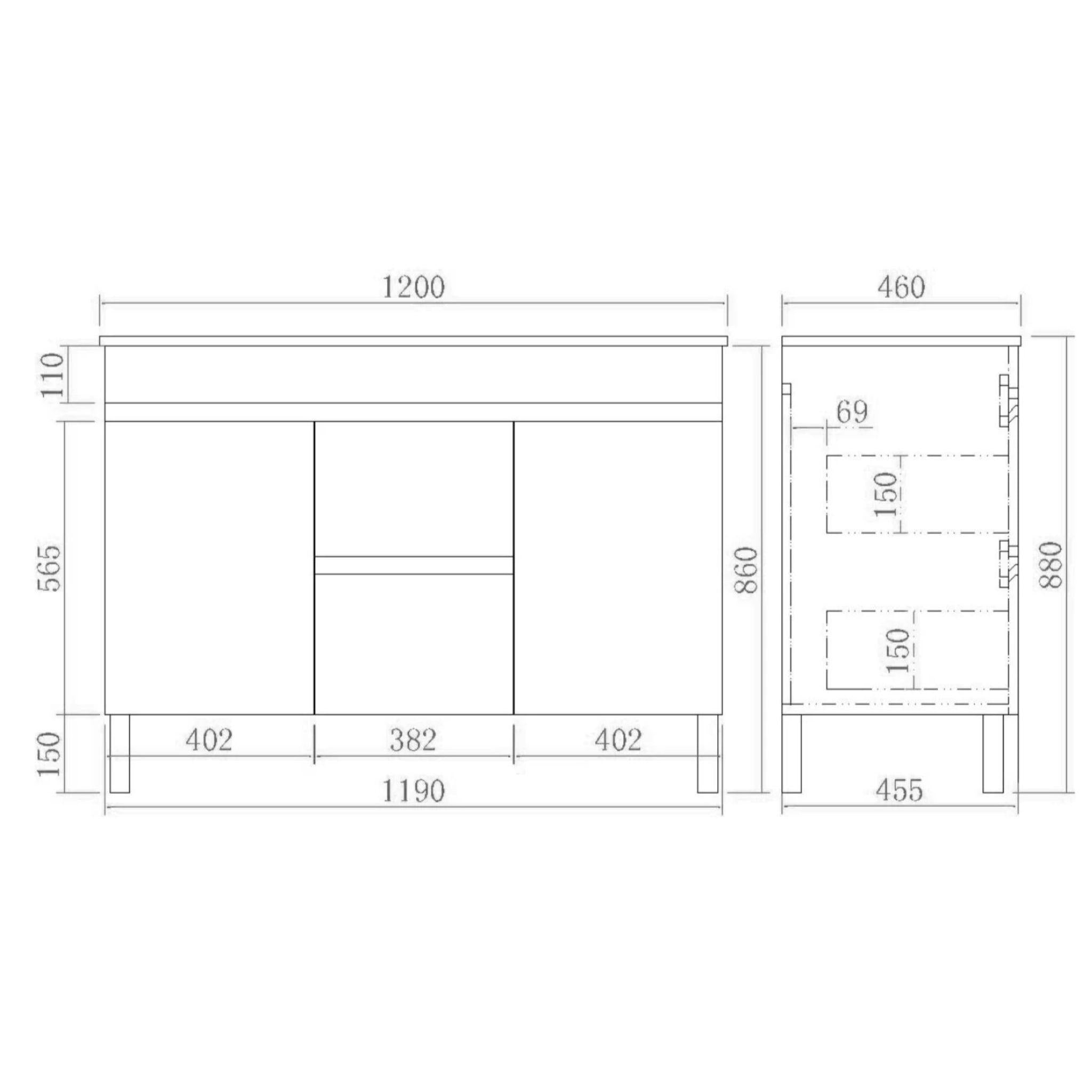 POSEIDON EVIE DARK BROWN 1200MM DOUBLE BOWL FLOOR STANDING VANITY