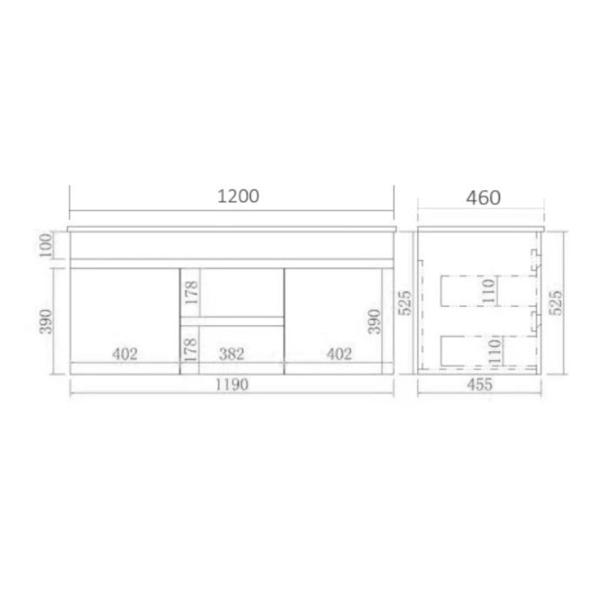 POSEIDON EVIE DARK BROWN 1200MM DOUBLE BOWL WALL HUNG VANITY