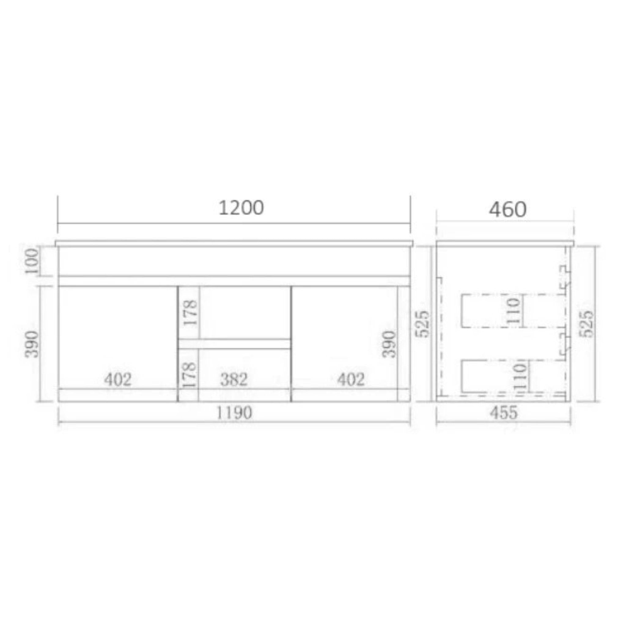 POSEIDON EVIE OAK 1200MM DOUBLE BOWL WALL HUNG VANITY
