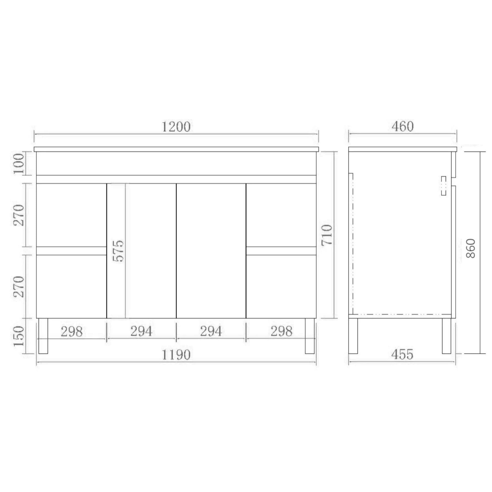 POSEIDON EVIE DARK BROWN 1200MM SINGLE BOWL FLOOR STANDING VANITY