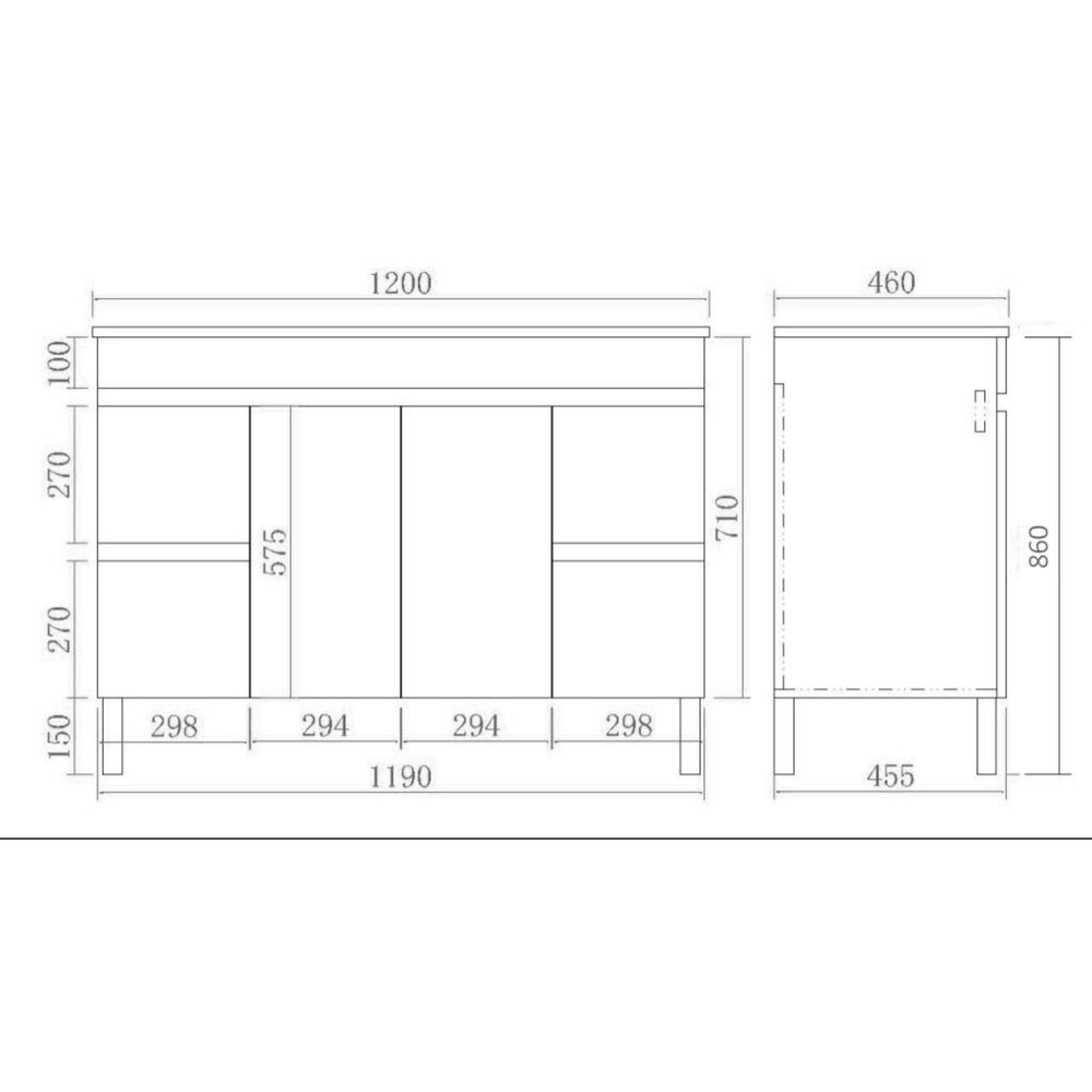 POSEIDON EVIE OAK 1200MM SINGLE BOWL FLOOR STANDING VANITY