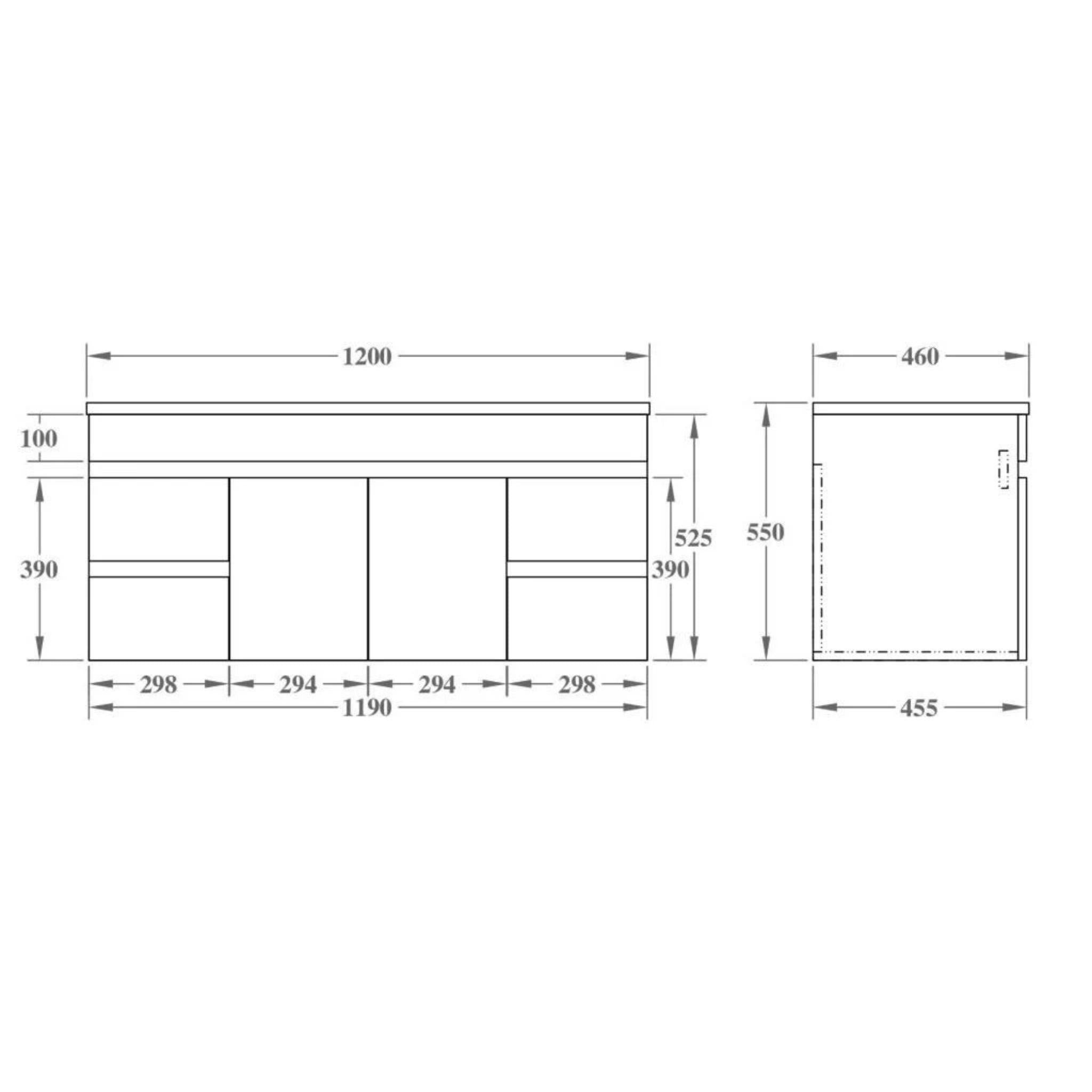 POSEIDON EVIE DARK BROWN 1200MM SINGLE BOWL WALL HUNG VANITY