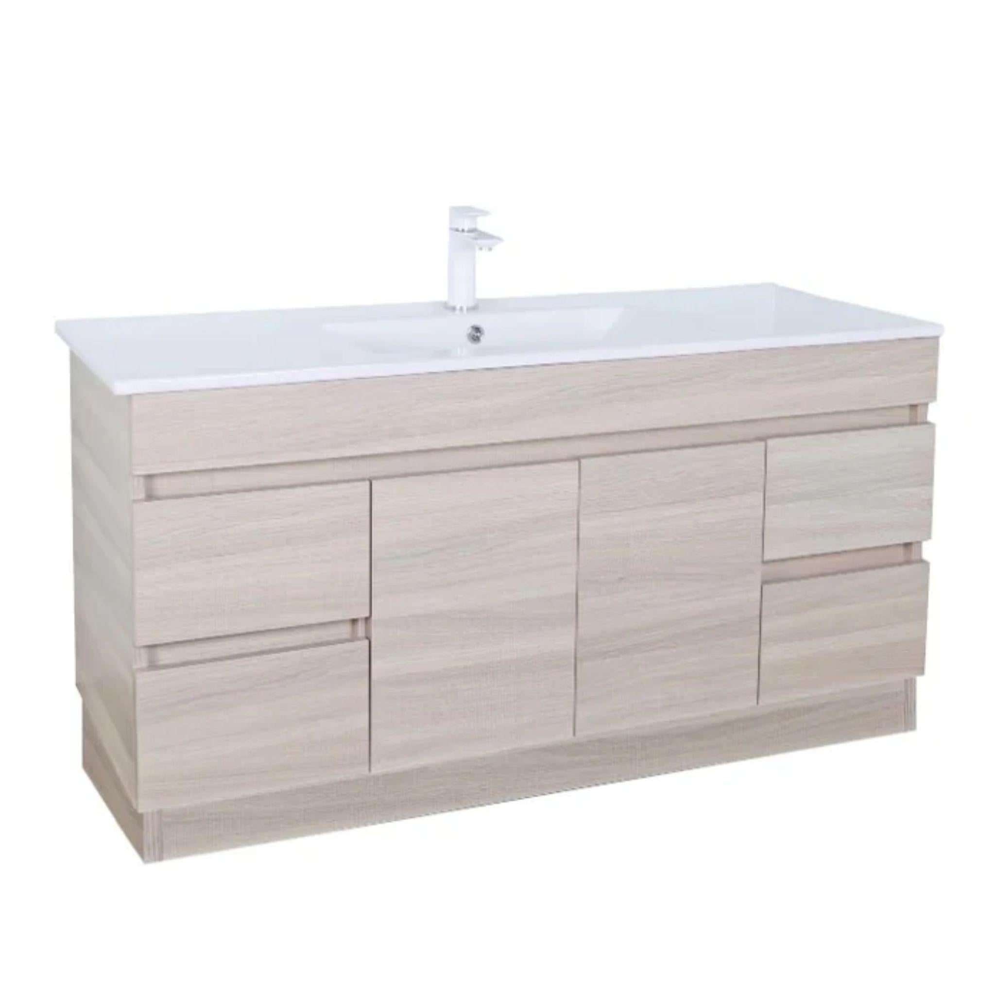 POSEIDON EVIE OAK 1200MM SINGLE BOWL WALL HUNG VANITY