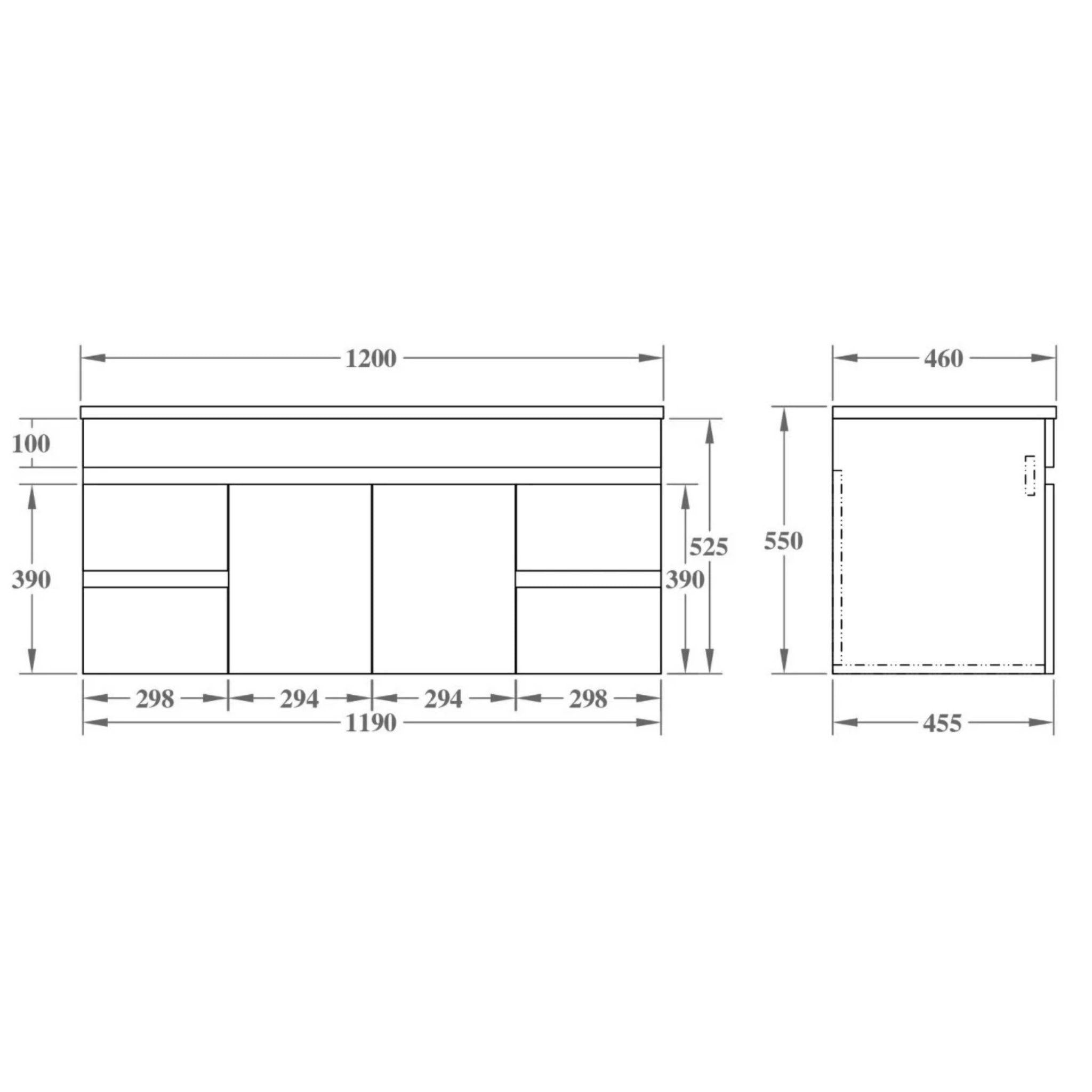 POSEIDON EVIE OAK 1200MM SINGLE BOWL WALL HUNG VANITY