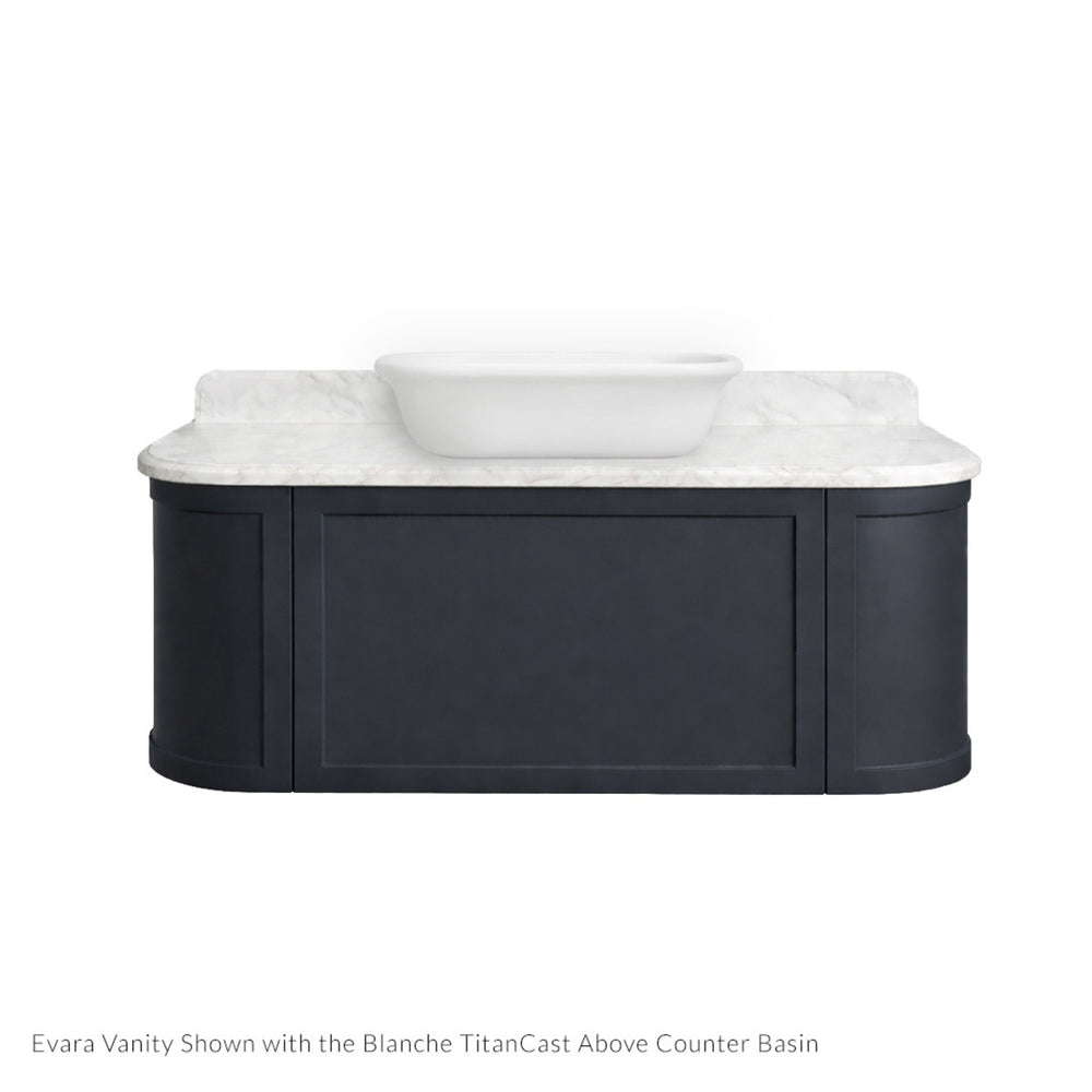 TURNER HASTINGS EVARA AEGEAN BLUE 1200MM SINGLE BOWL WALL HUNG VANITY WITH REAL MARBLE TOP & ABOVE COUNTER BASIN