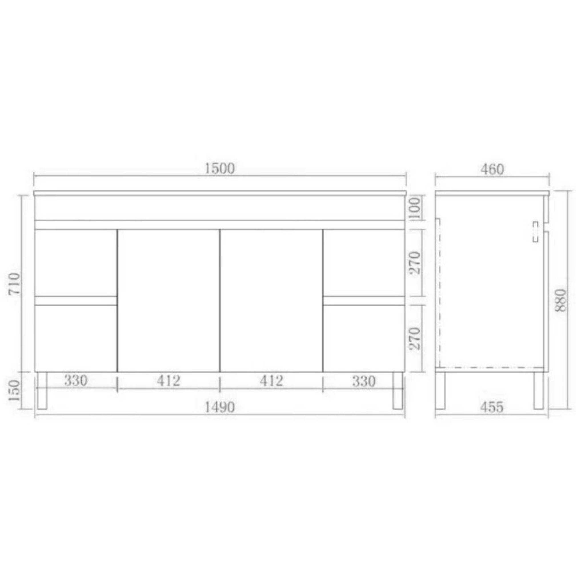 POSEIDON EVIE DARK BROWN 1500MM FLOOR STANDING VANITY