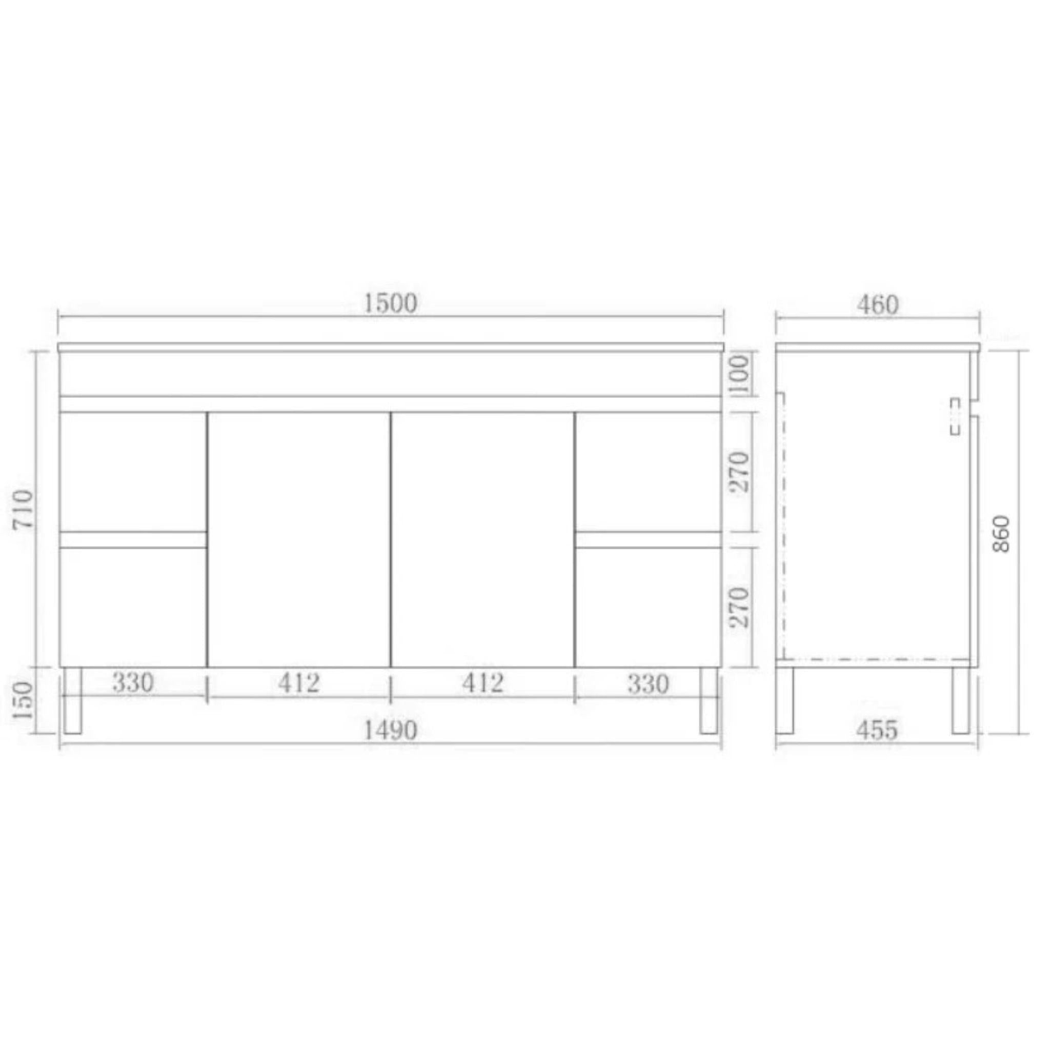 POSEIDON EVIE OAK 1500MM SINGLE BOWL FLOOR STANDING VANITY