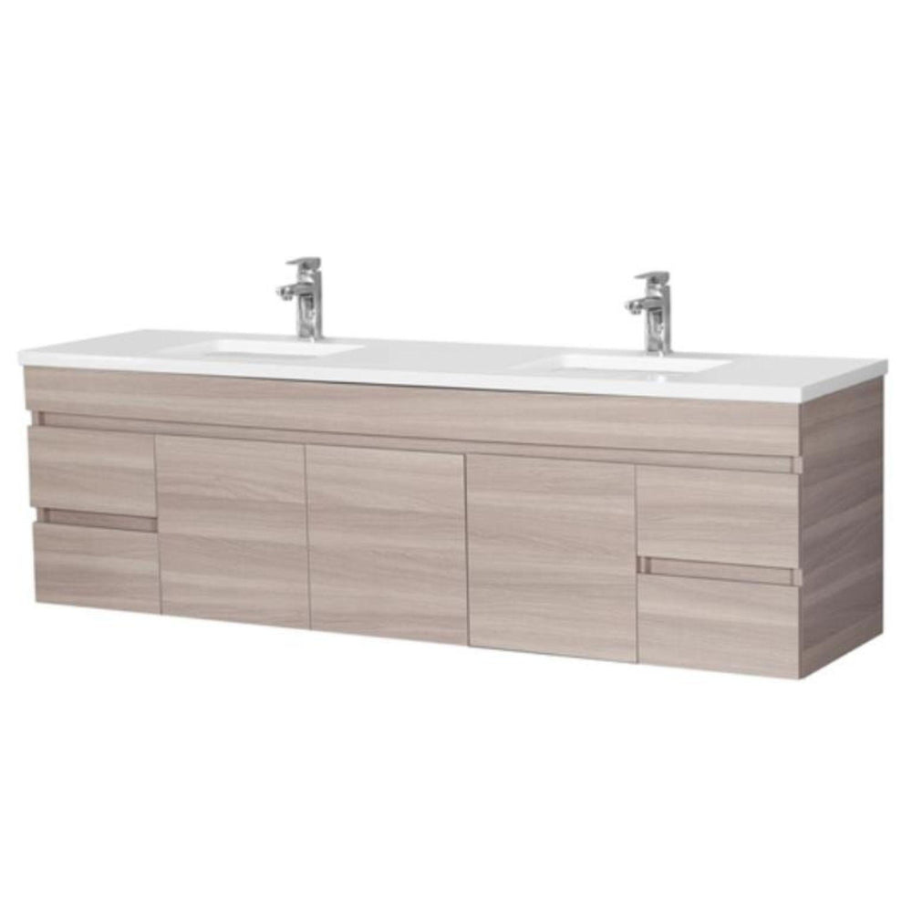 POSEIDON EVIE OAK 1800MM DOUBLE BOWL WALL HUNG VANITY