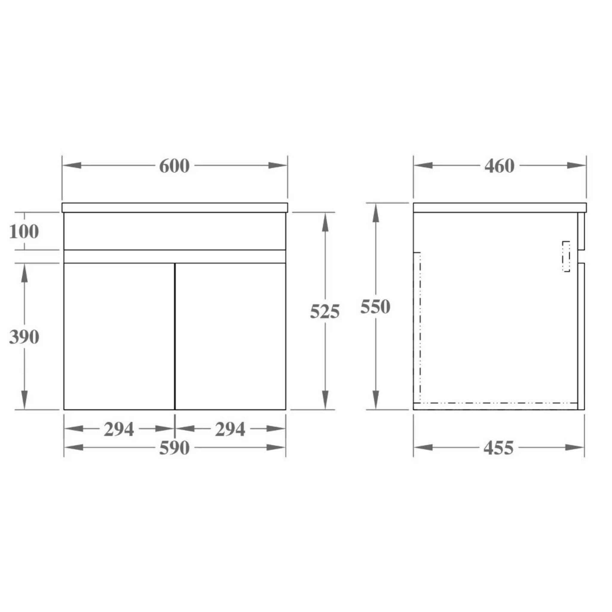 POSEIDON EVIE OAK 600MM SINGLE BOWL WALL HUNG VANITY