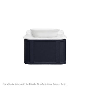 TURNER HASTINGS EVARA AEGEAN BLUE 750MM SINGLE BOWL WALL HUNG VANITY WITH REAL MARBLE TOP & ABOVE COUNTER BASIN