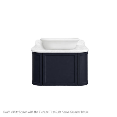 TURNER HASTINGS EVARA AEGEAN BLUE 750MM SINGLE BOWL WALL HUNG VANITY WITH REAL MARBLE TOP & ABOVE COUNTER BASIN