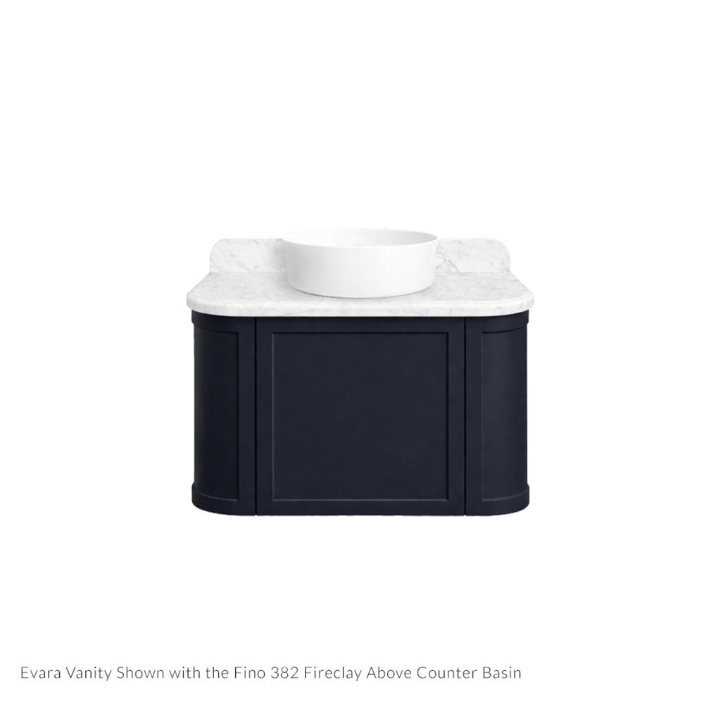 TURNER HASTINGS EVARA AEGEAN BLUE 750MM SINGLE BOWL WALL HUNG VANITY WITH REAL MARBLE TOP & ABOVE COUNTER BASIN