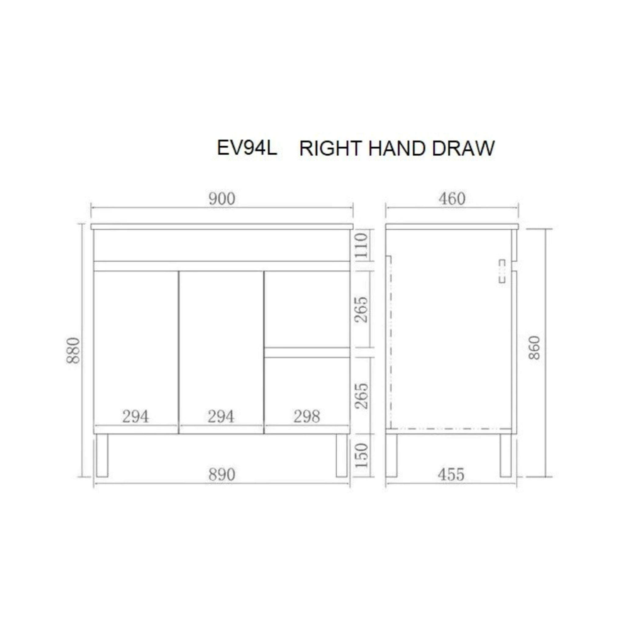 POSEIDON EVIE DARK BROWN 900MM FLOOR STANDING VANITY (AVAILABLE IN LEFT HAND DRAWER AND RIGHT HAND DRAWER)