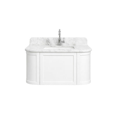 TURNER HASTINGS EVARA WHITE 900MM SINGLE BOWL WALL HUNG VANITY WITH REAL MARBLE TOP & CERAMIC UNDERCOUNTER BASIN