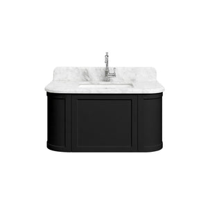 TURNER HASTINGS EVARA VOLCANIC ASH 900MM SINGLE BOWL WALL HUNG VANITY WITH REAL MARBLE TOP & CERAMIC UNDERCOUNTER BASIN
