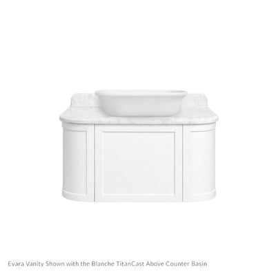 TURNER HASTINGS EVARA WHITE 900MM SINGLE BOWL WALL HUNG VANITY WITH REAL MARBLE TOP & ABOVE COUNTER BASIN
