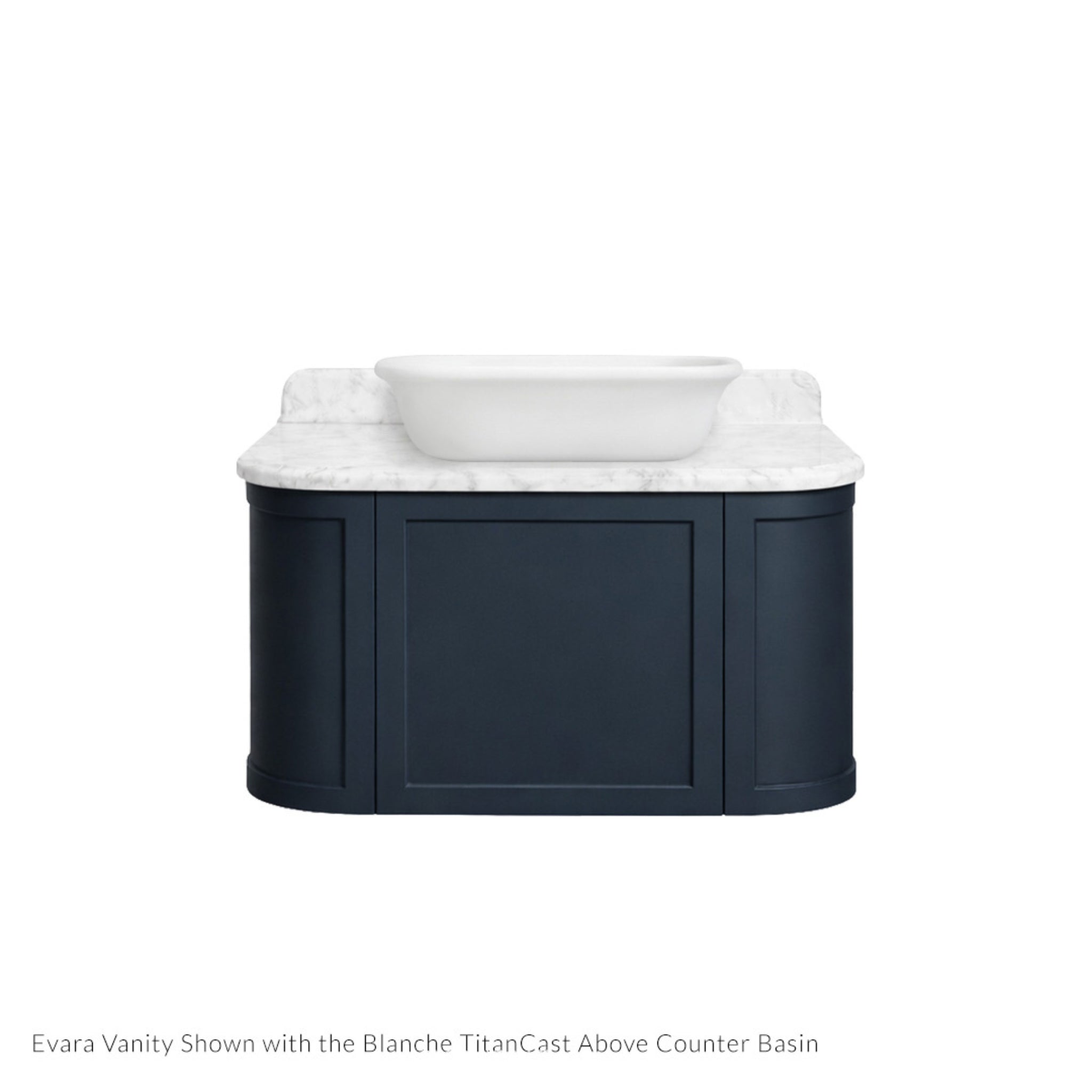 TURNER HASTINGS EVARA AEGEAN BLUE 900MM SINGLE BOWL WALL HUNG VANITY WITH REAL MARBLE TOP & ABOVE COUNTER BASIN