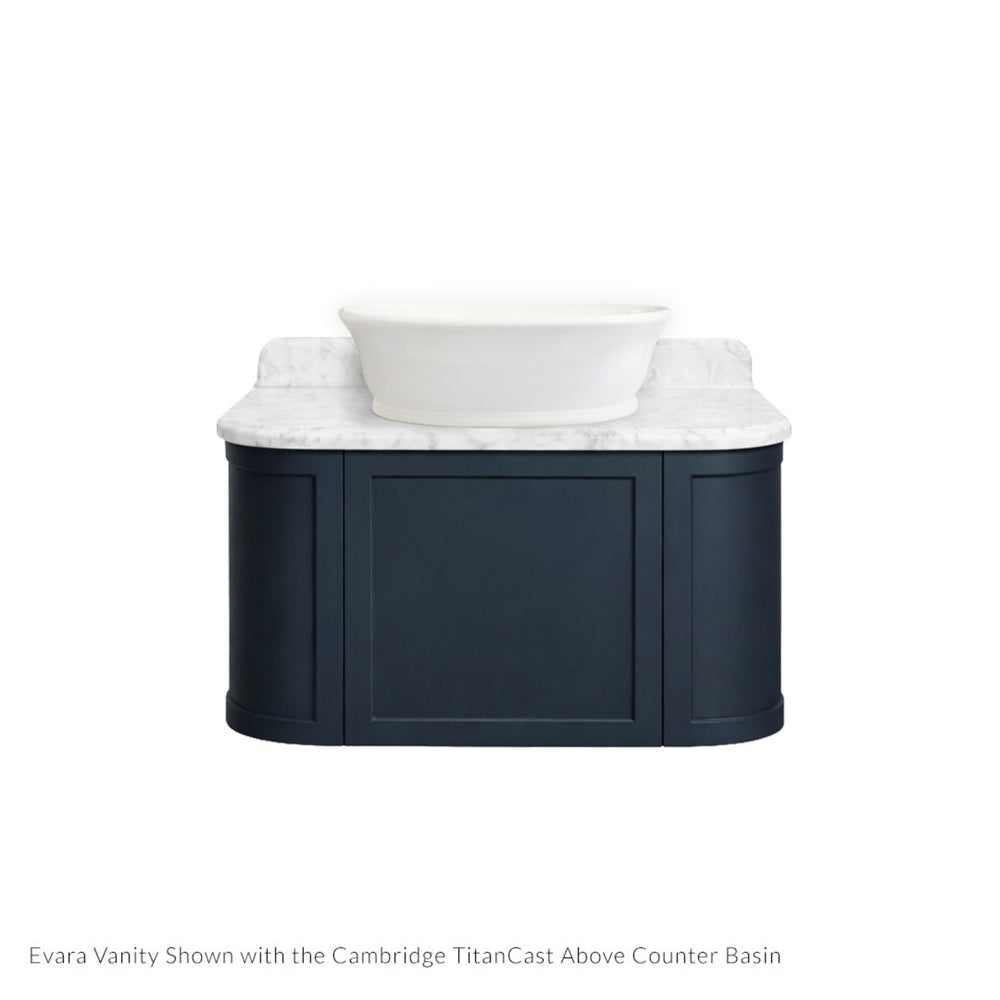TURNER HASTINGS EVARA AEGEAN BLUE 900MM SINGLE BOWL WALL HUNG VANITY WITH REAL MARBLE TOP & ABOVE COUNTER BASIN
