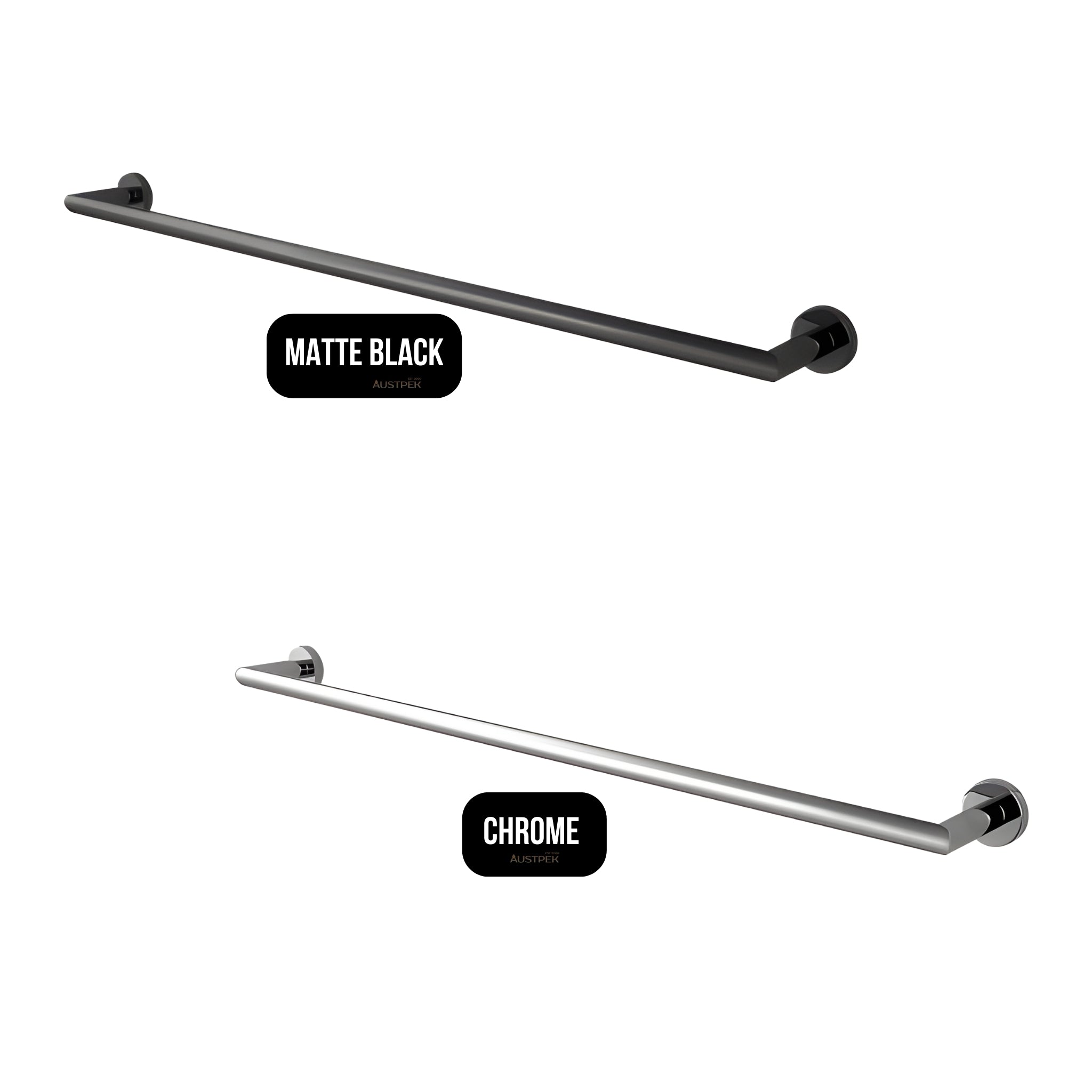 MODERN NATIONAL EVA SINGLE TOWEL RAIL MATTE BLACK (AVAILAABLE IN 600MM AND 750MM)