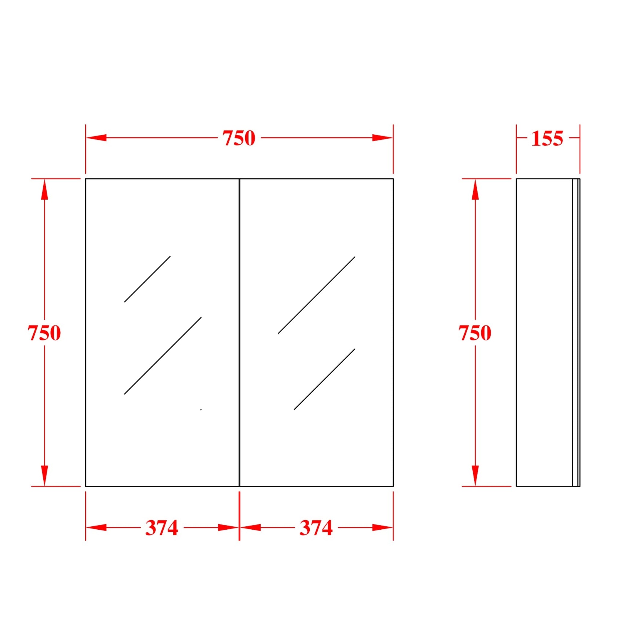 POSEIDON EVIE OAK MIRROR SHAVING CABINET 750X750MM
