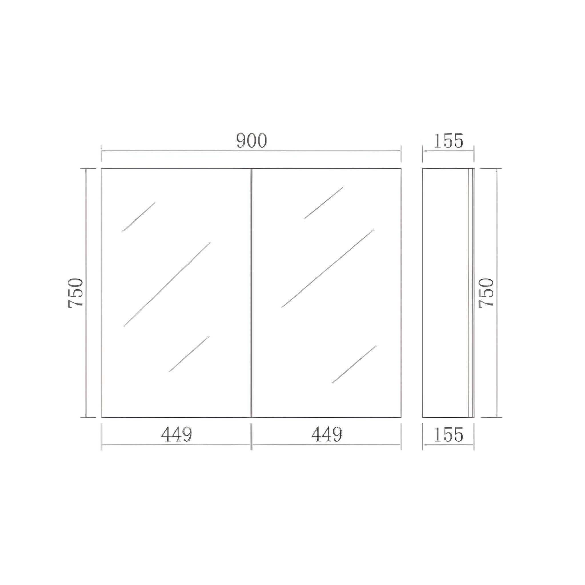 POSEIDON EVIE OAK MIRROR SHAVING CABINET 900X750MM