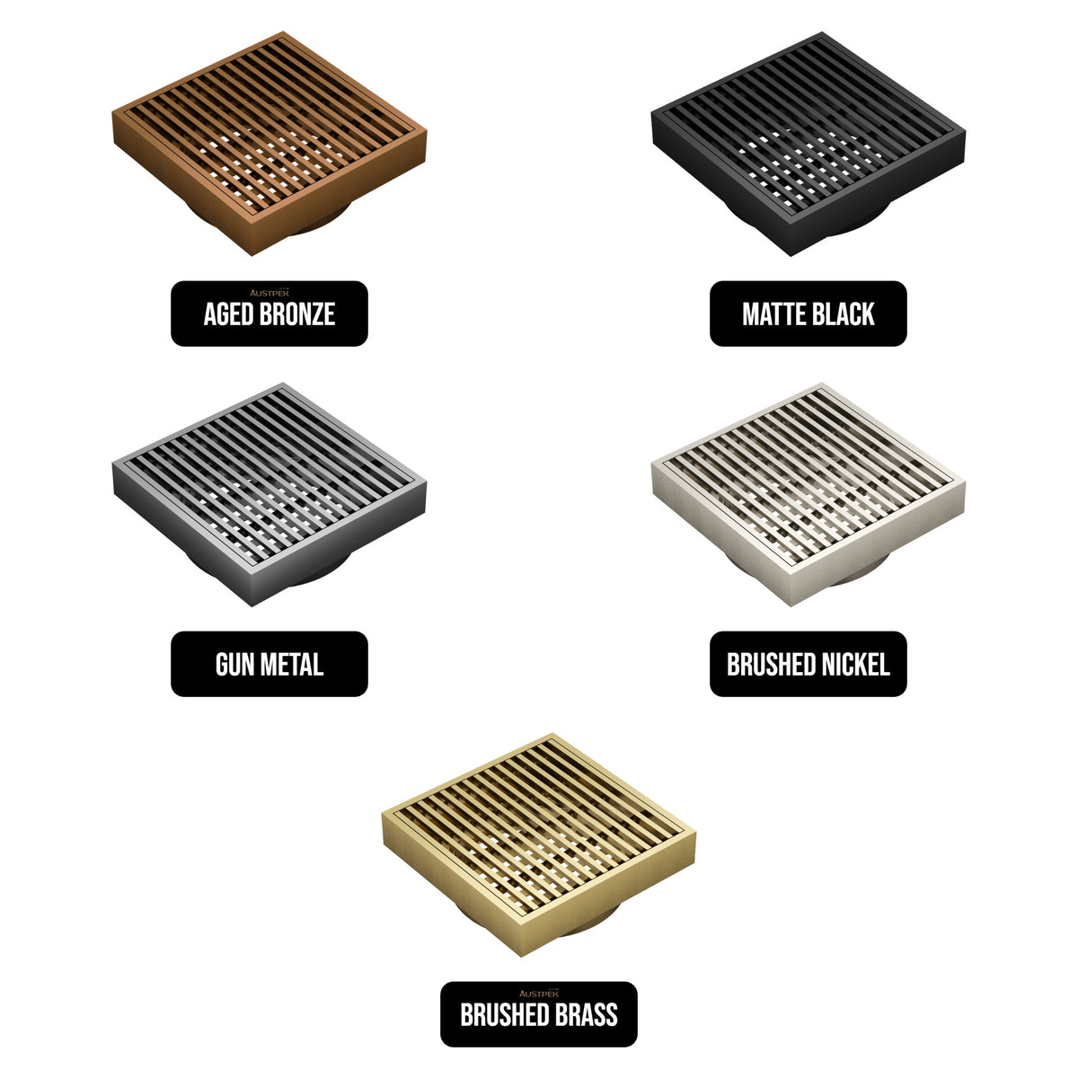 LINSOL EZYFLOW HEELGUARD DN89 SQUARE WASTE 110MM AGED BRONZE