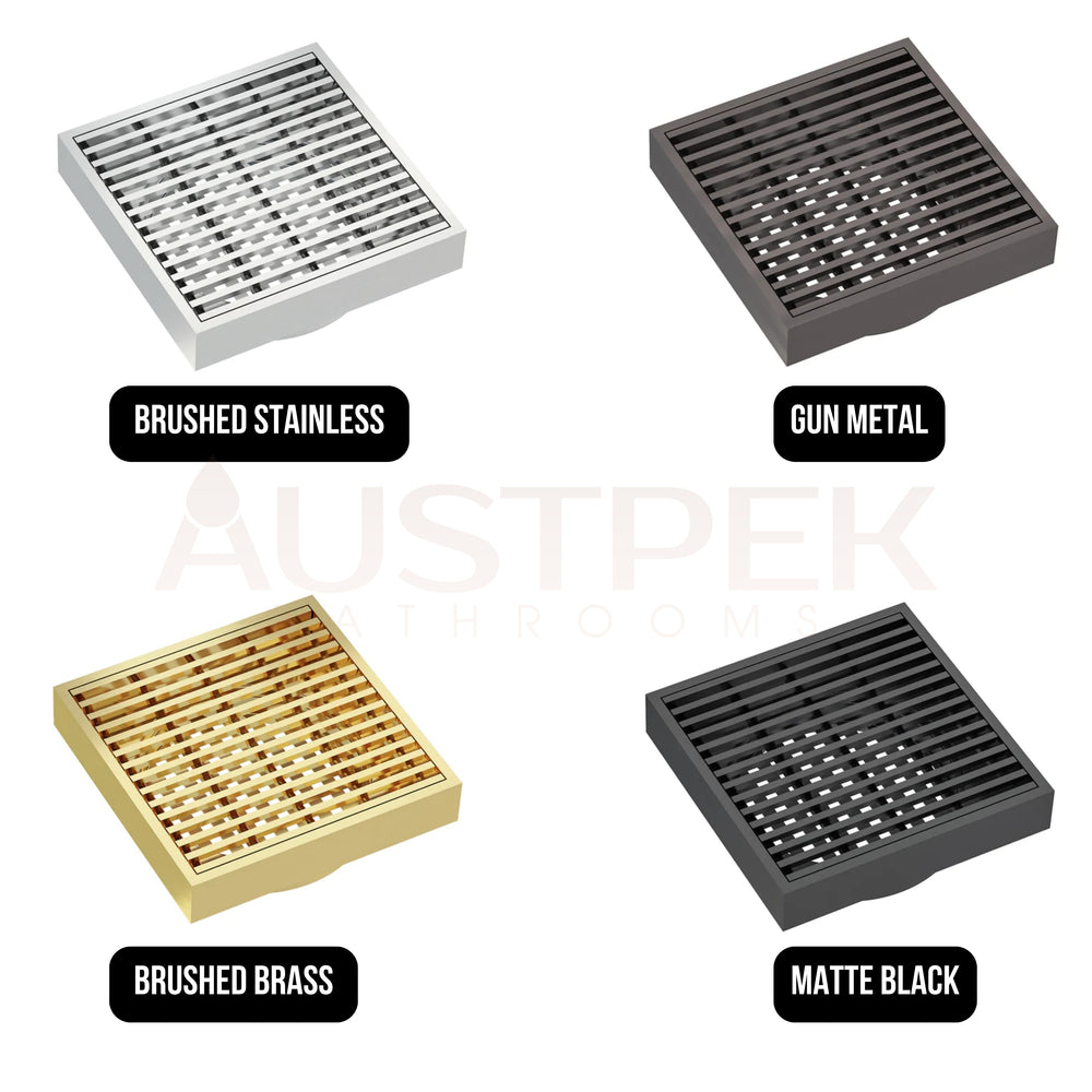 LINSOL EZYFLOW HEELGUARD GRATE BRUSHED BRASS 110MM