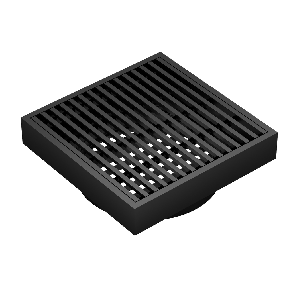 LINSOL EZYFLOW HEELGUARD DN64 SQUARE WASTE 110MM MATTE BLACK