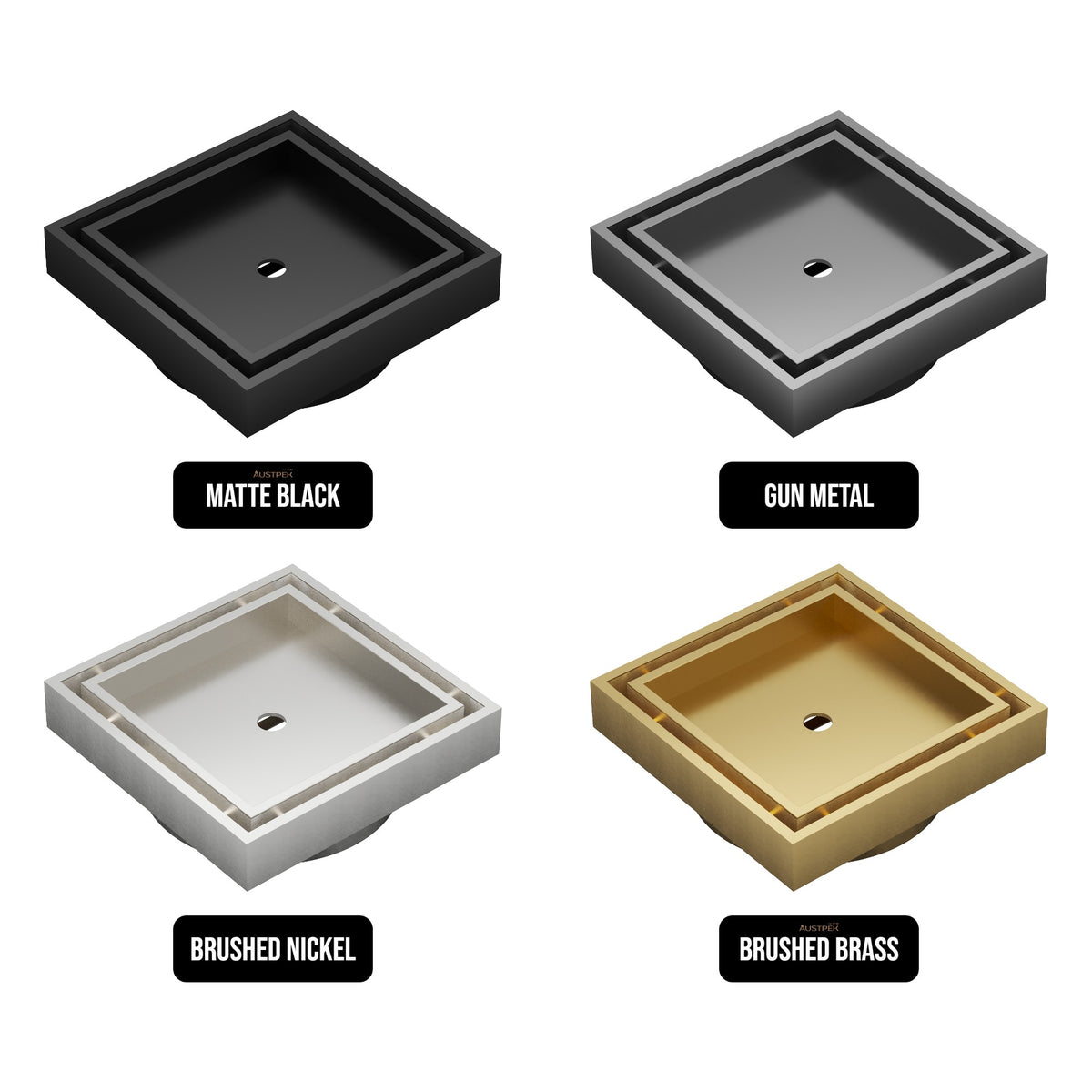 LINSOL EZYFLOW DN44 SQUARE TILE INSERT WASTE 110MM BRUSHED BRASS