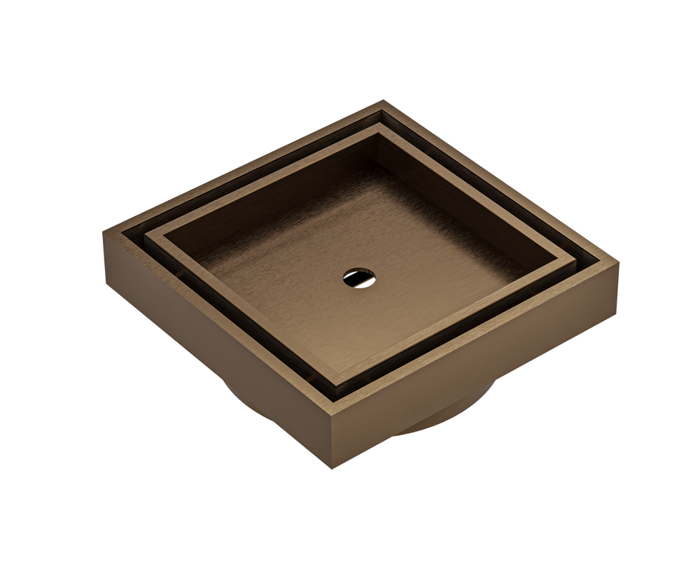 LINSOL EZYFLOW DN89 SQUARE TILE INSERT WASTE 110MM AGED BRONZE
